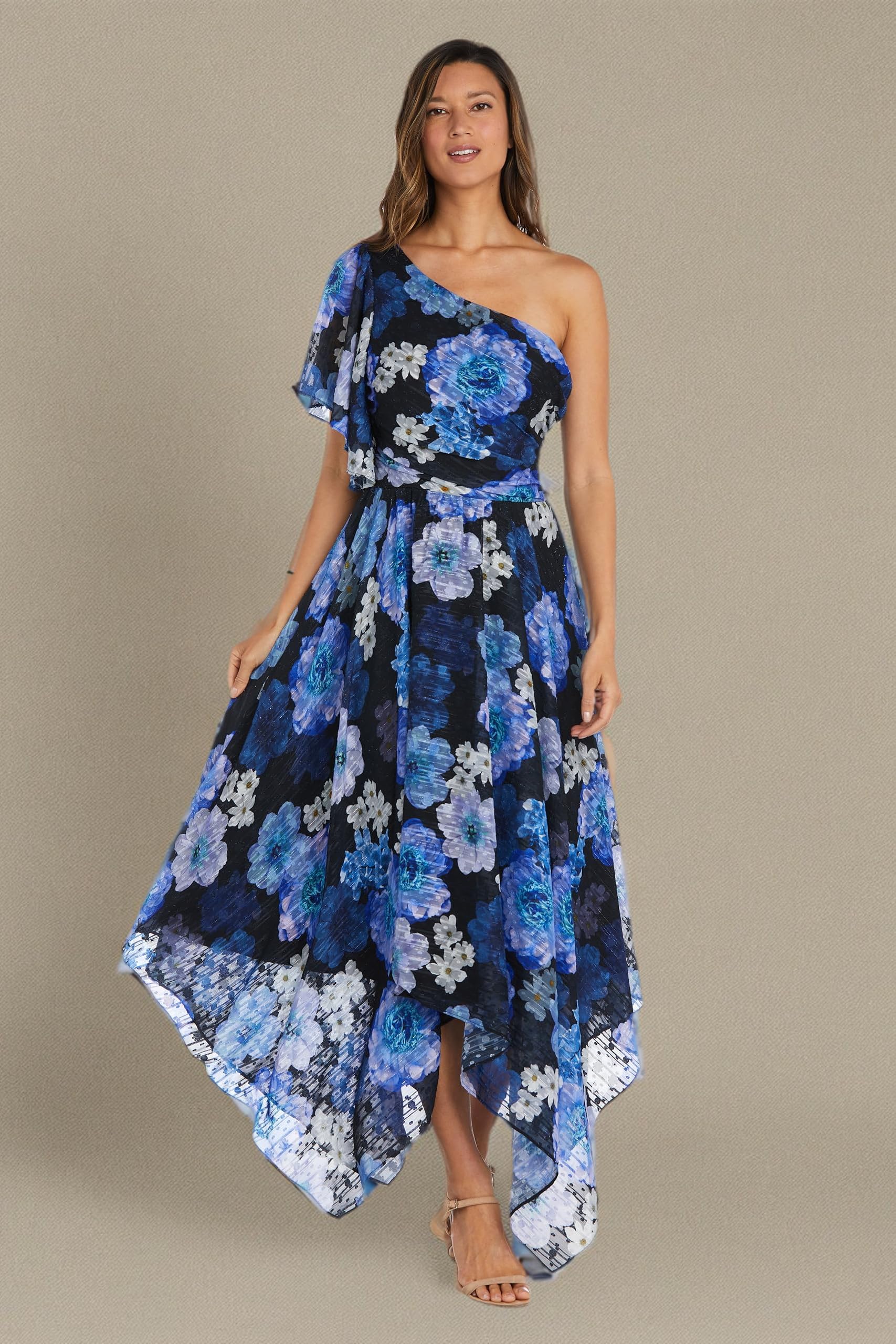 Nightway Women's Blossom Romance Asymmetrical Gown - Elegant Evening Dress for Prom, Wedding & Special Occasions