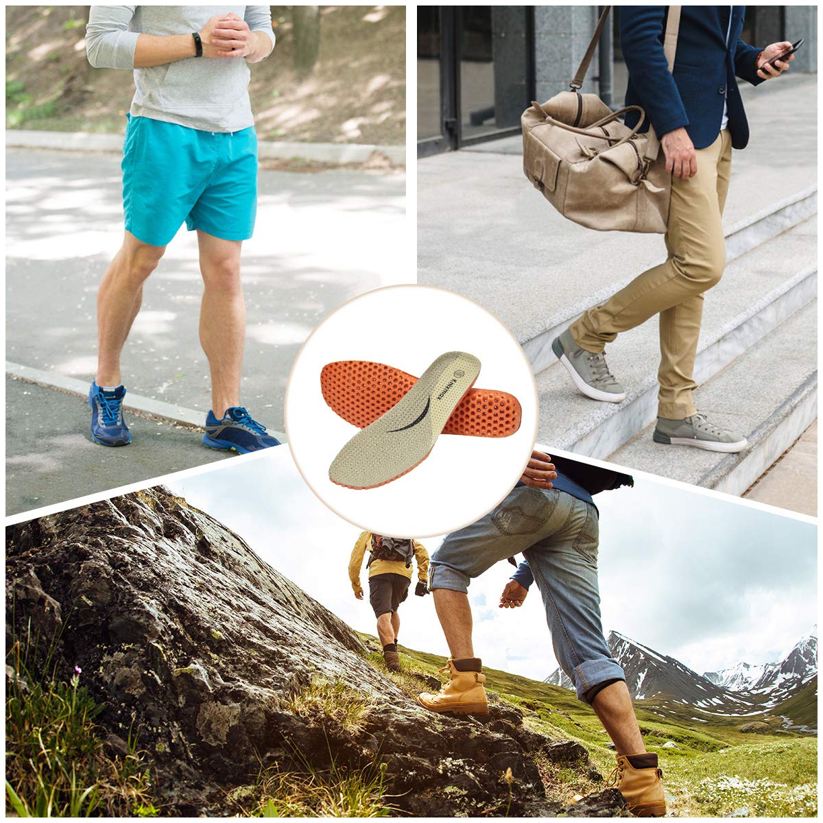 Knixmax Orthotic Shoe Insoles for Men & Women - Arch Support, Breathable Cushioning for Foot Pain Relief - Plantar Fasciitis Inserts - Beige EU 41 - Perfect for Running, Walking & Sports Activities