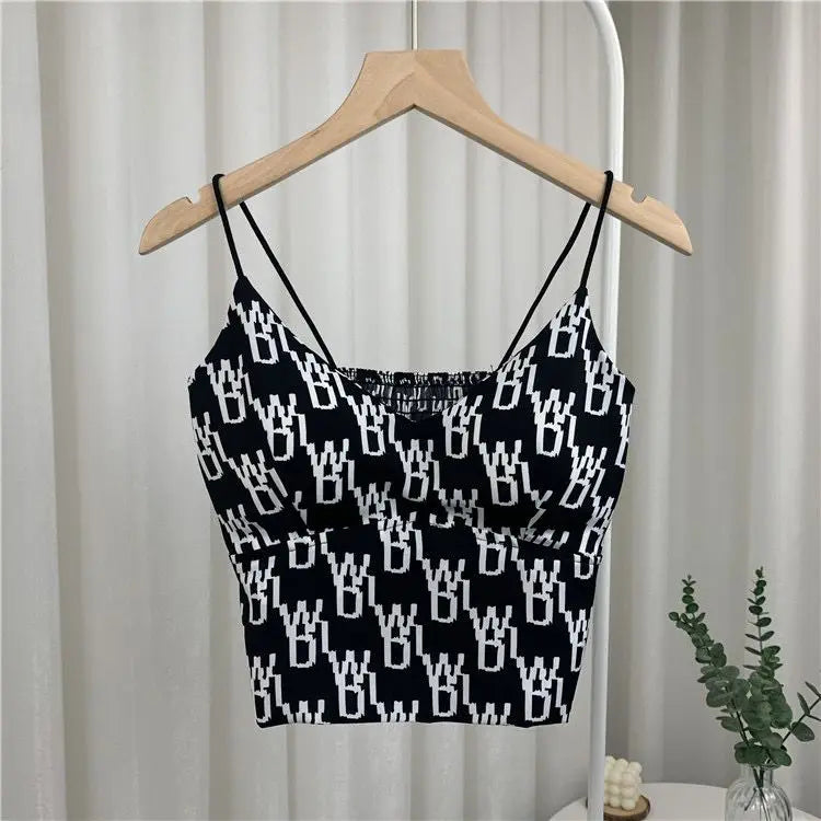 Y2K Women's Korean Fashion Leopard Print Camisole Top - Sexy Corset Crop Tank Top for Summer, Coquette Style, Ice Silk Padded Design | Perfect for Parties, Beach Outings & Casual Wear