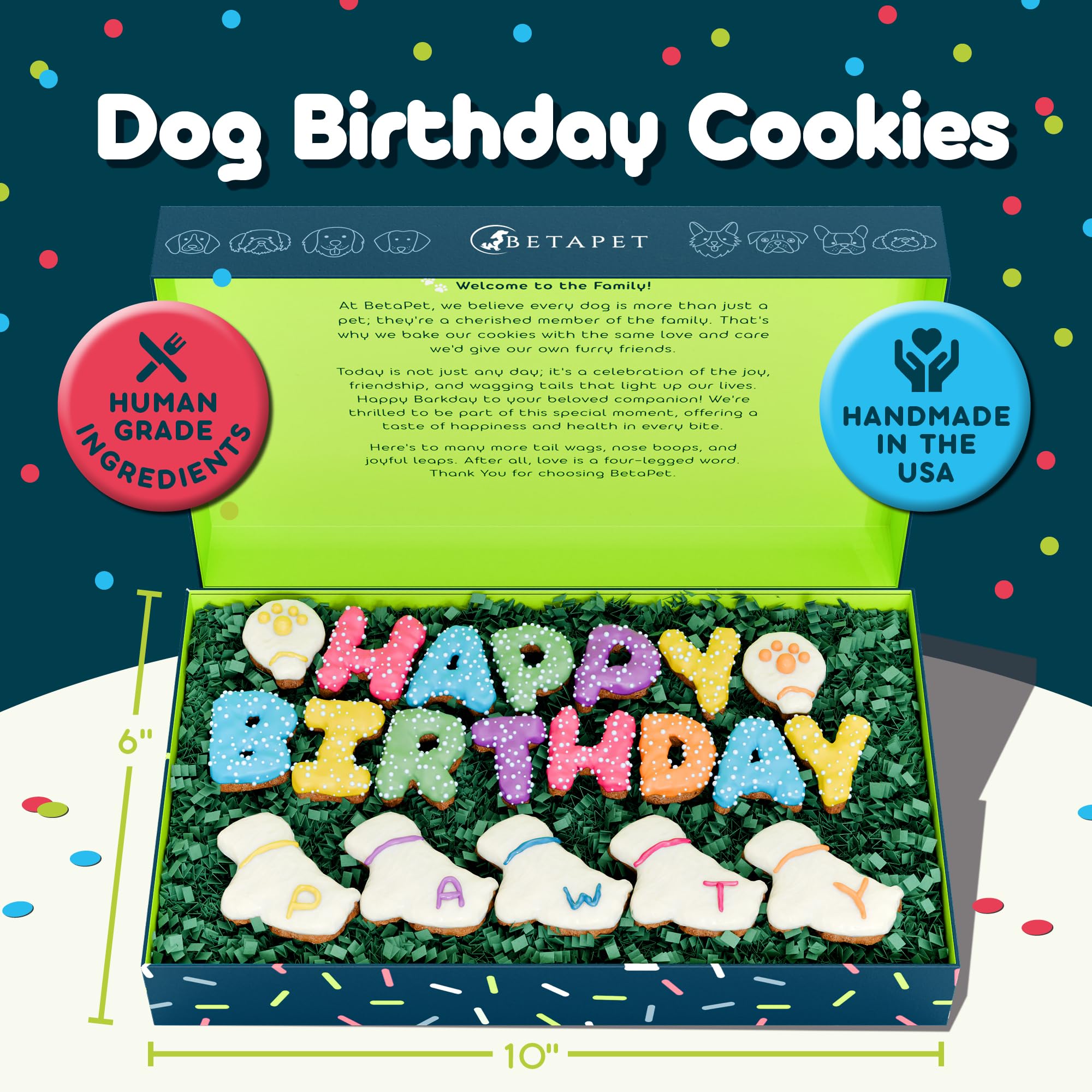 Healthy Dog Birthday Cookies - All-Natural Treats for Puppies & Adult Dogs - Human-Grade Ingredients - Happy Birthday Gift for Boy or Girl Dogs - Fresh Baked in USA - Perfect for Birthday Parties, Training Rewards & Special Occasions