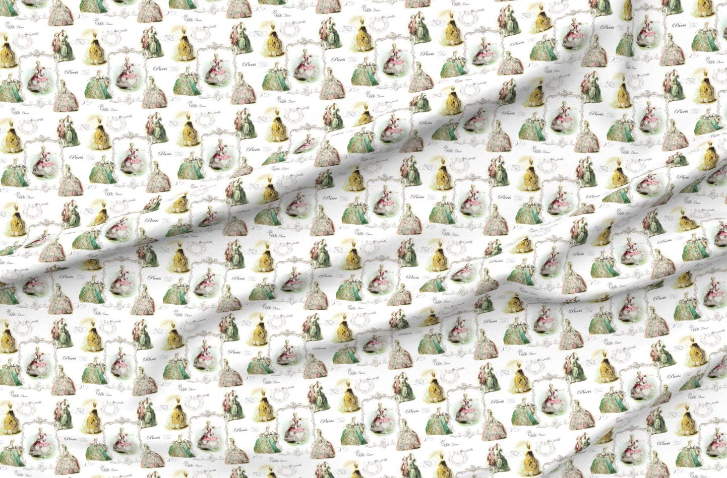 Vintage French Girls Style Printed Minky Fabric by The Yard - Soft Plush Fabric for Sewing Baby Blankets, Quilt Backing & DIY Plush Toys - Perfect for Nursery Decor, Baby Shower Gifts & Handmade Crafts