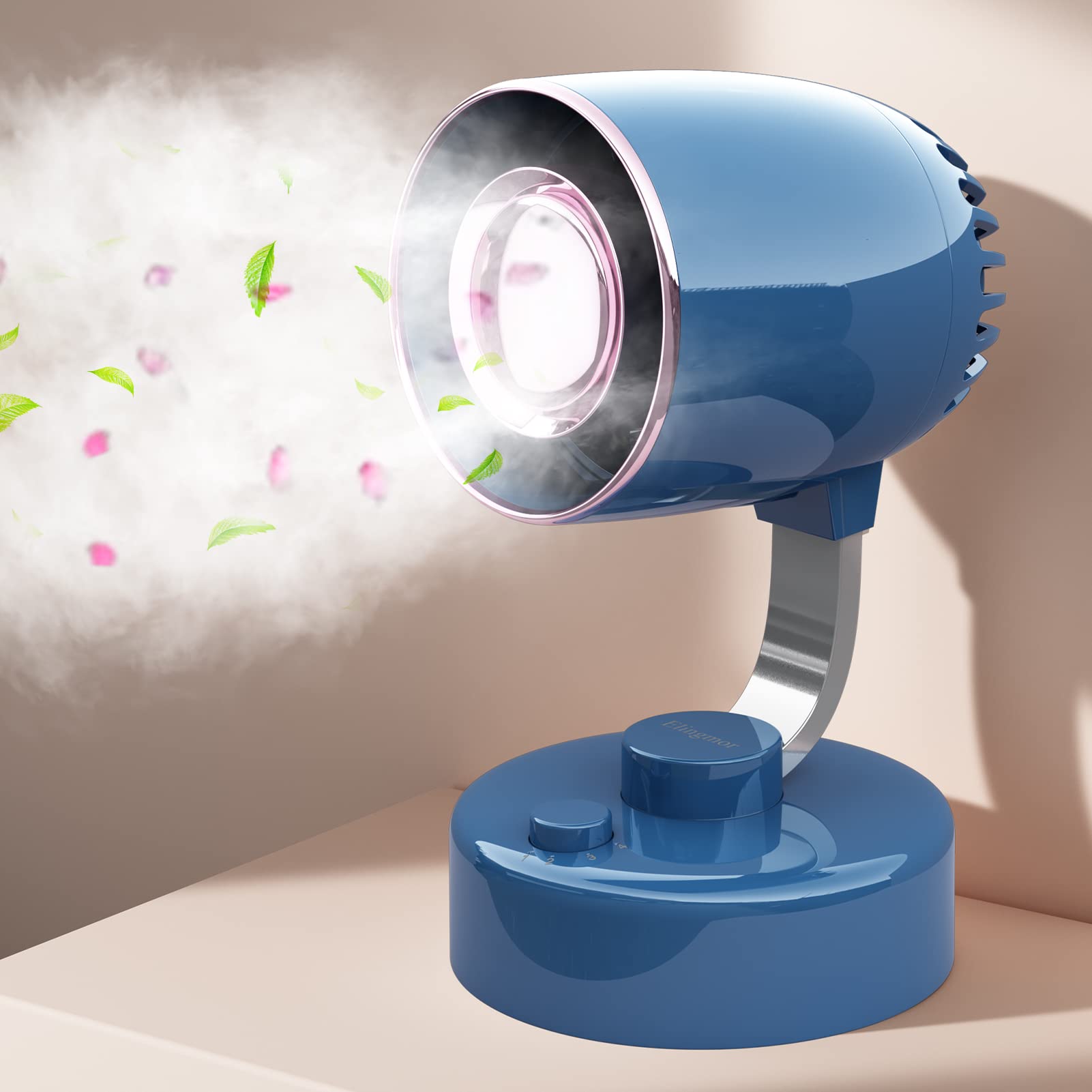 Elingmor Turbo Force Desk Fan with Aromatherapy Diffuser - 120° Adjustable Head, 4000mAh Battery (12H Runtime), 4-Speed Quiet Air Circulator - Perfect for Bedroom, Home Office & Indoor Cooling