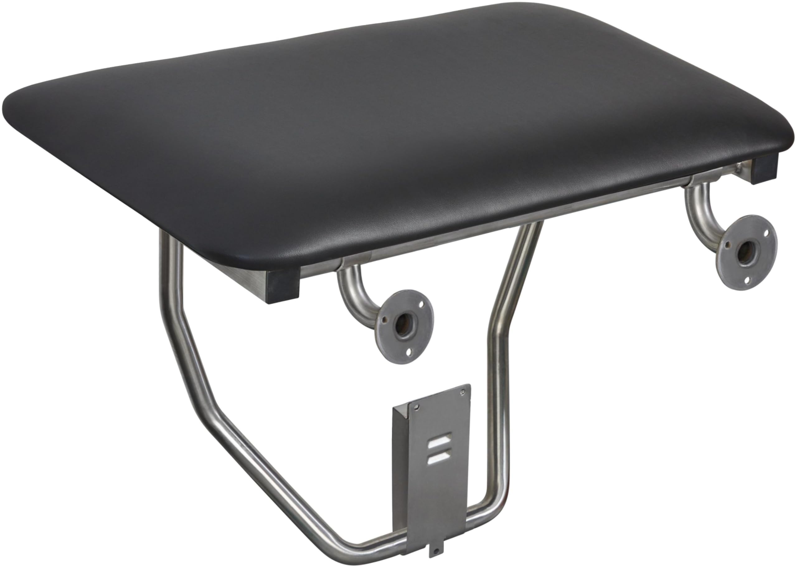 Seachrome 18 Inch Wall Mounted White Padded Folding Shower Bench - Waterproof Bath Seat for Elderly & Disabled - Non-Slip Shower Chair for Small Bathrooms & Tight Spaces (Use in Showers, Bathtubs & Spa Areas)