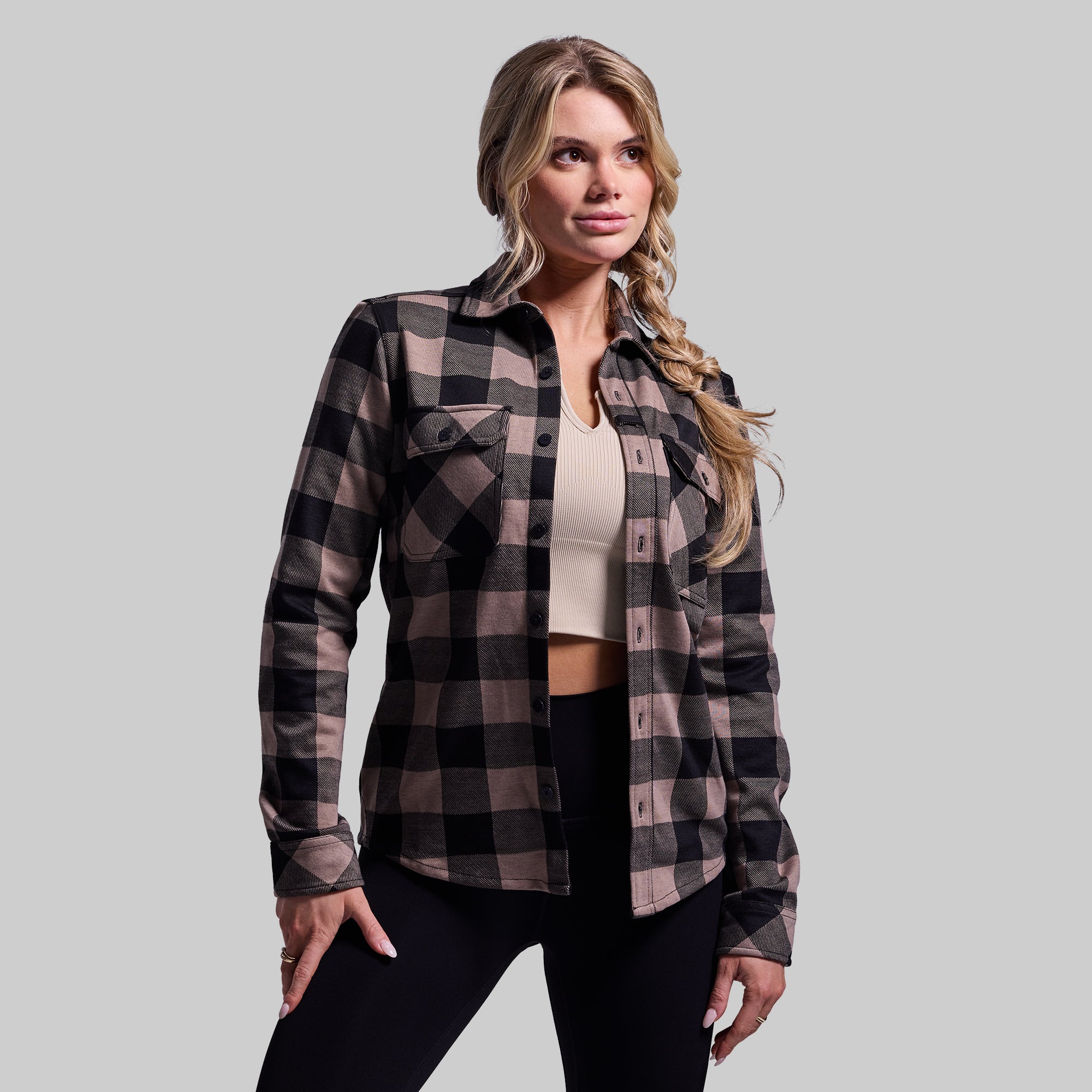 Woodsman Stretchy Flannel Shirt with Axe Print - Comfortable & Durable Outdoor Wear for Hiking, Camping, and Casual Style