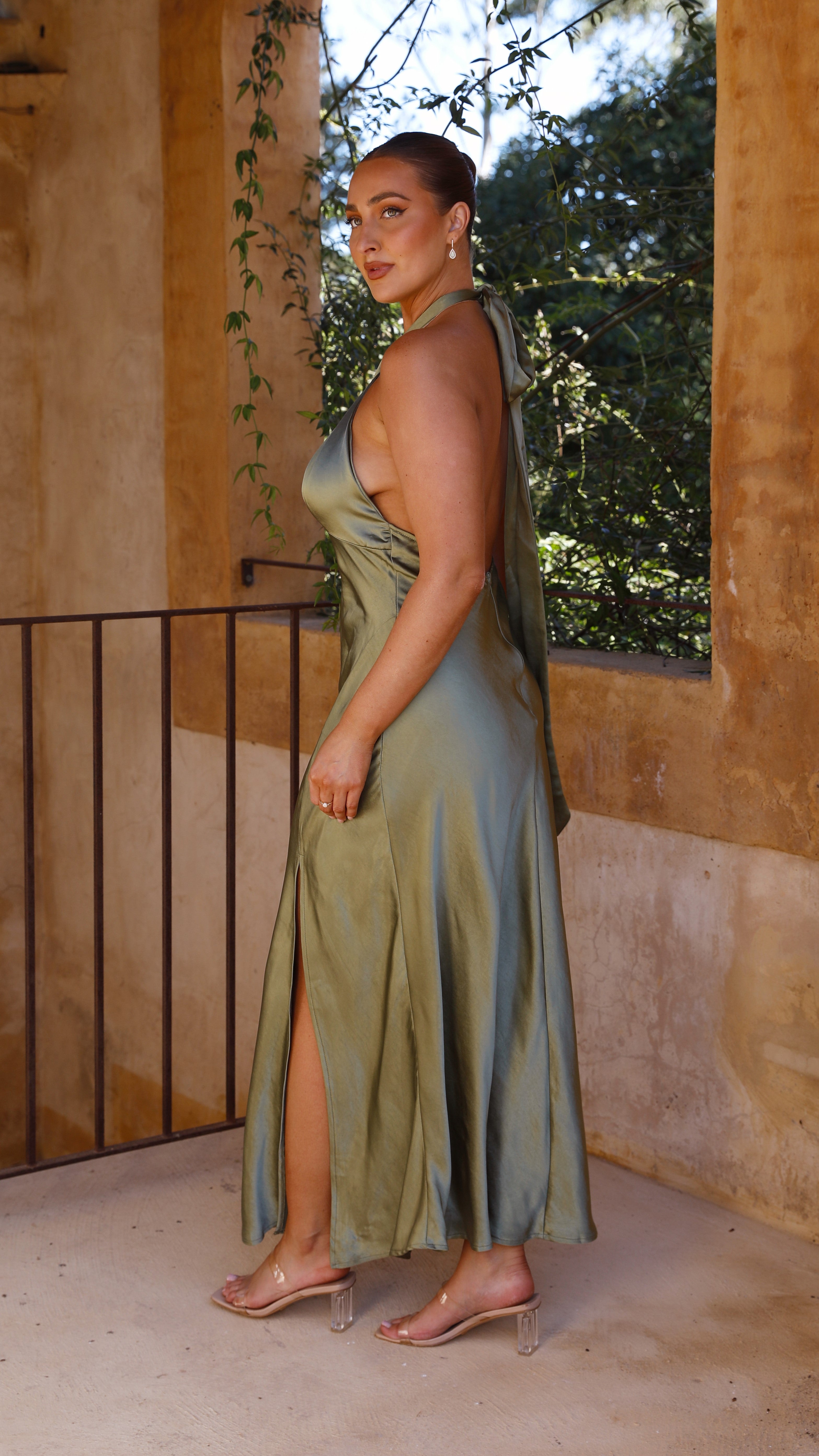 Amalia Maxi Dress for Women - Olive Green Long Flowy Summer Dress - Perfect for Beach Vacations, Weddings & Casual Outings