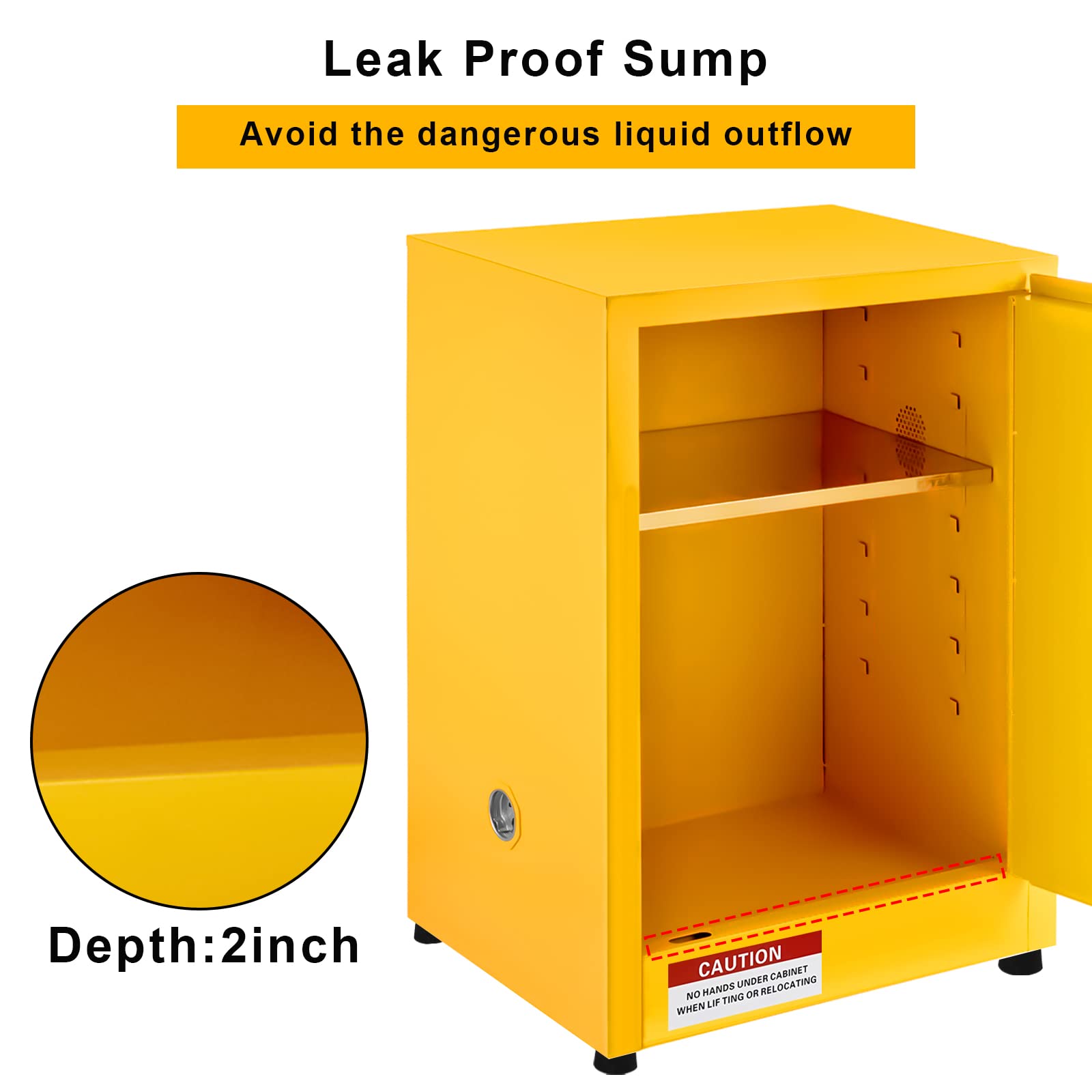 Garvee 17x17x18 Inch Flammable Safety Cabinet - OSHA Compliant Hazardous Chemical Storage with Adjustable Shelves for Workshop, Garage & Laboratory Use