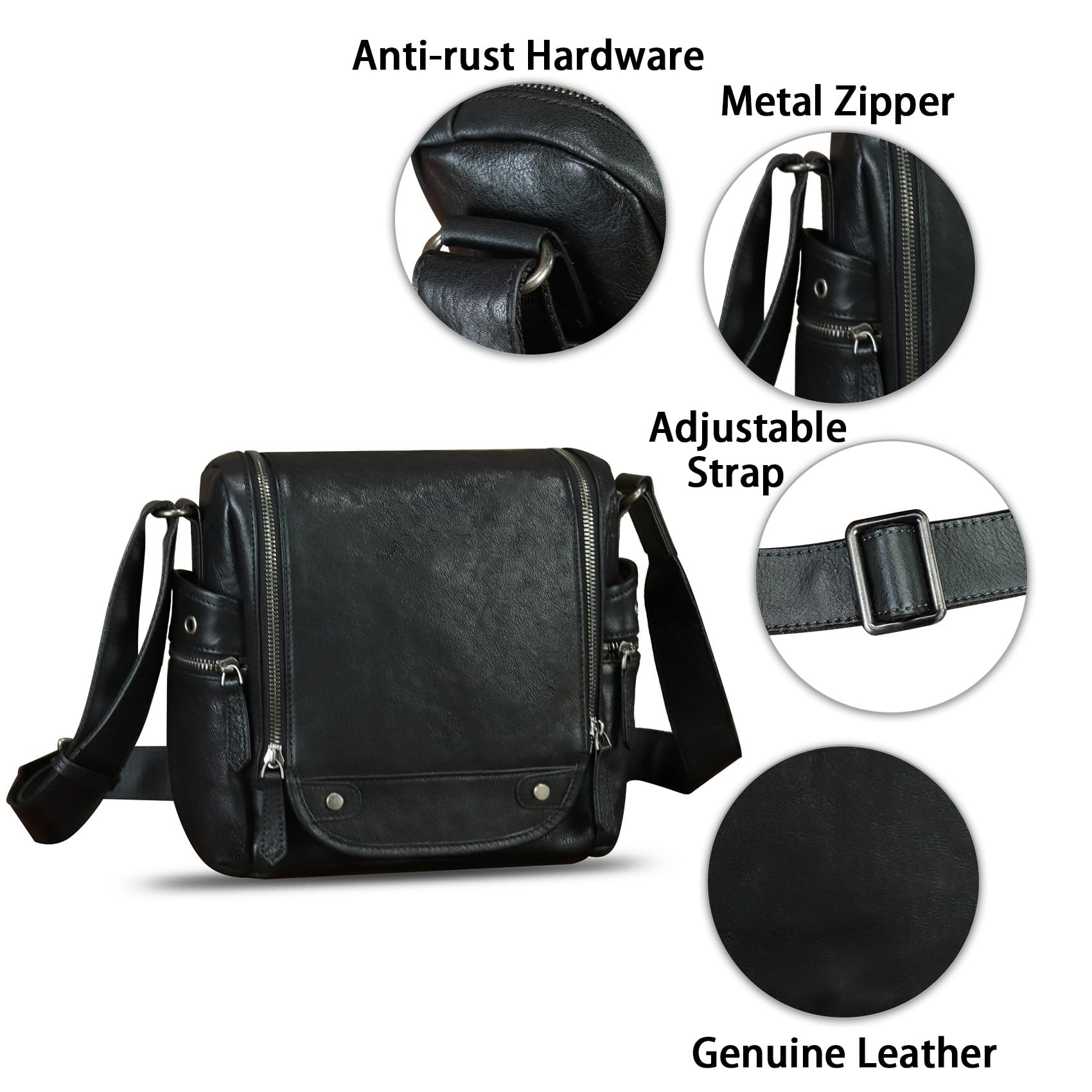 IVTG Genuine Leather Messenger Bag for Men - Durable Crossbody Shoulder Bag & Stylish Satchel Briefcase with Adjustable Strap - Perfect for Work, Travel & Everyday Use