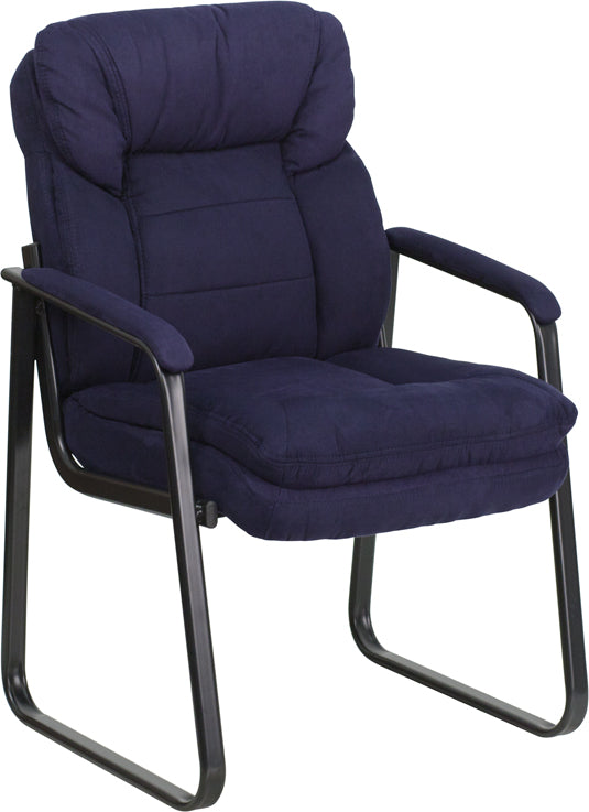 Premium FLASH Microfiber Executive Office Chair with Lumbar Support & Sled Base - Ergonomic Reception Chair for Home & Business Use