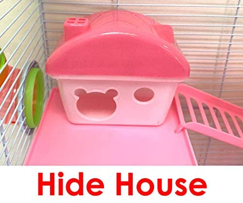 5-Tier Pink Hamster Cage - Spacious Mouse & Gerbil Mansion Habitat with Multi-Level Design | Perfect for Small Pet Homes, Play Areas & Cage Enrichment