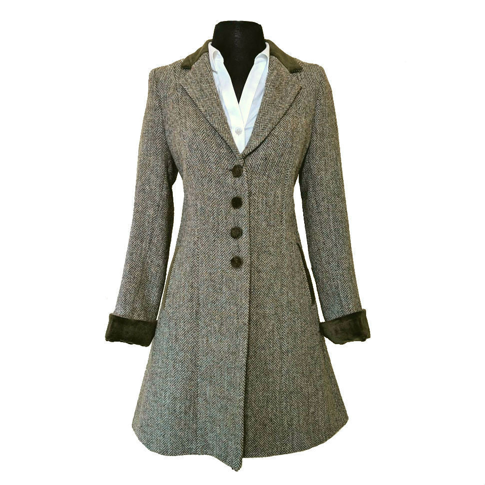 Stylish Tara 3/4 Length Harris Tweed Coat for Women - Available in 2 Classic Colors | Perfect for Office Wear, Autumn Outfits & Formal Occasions