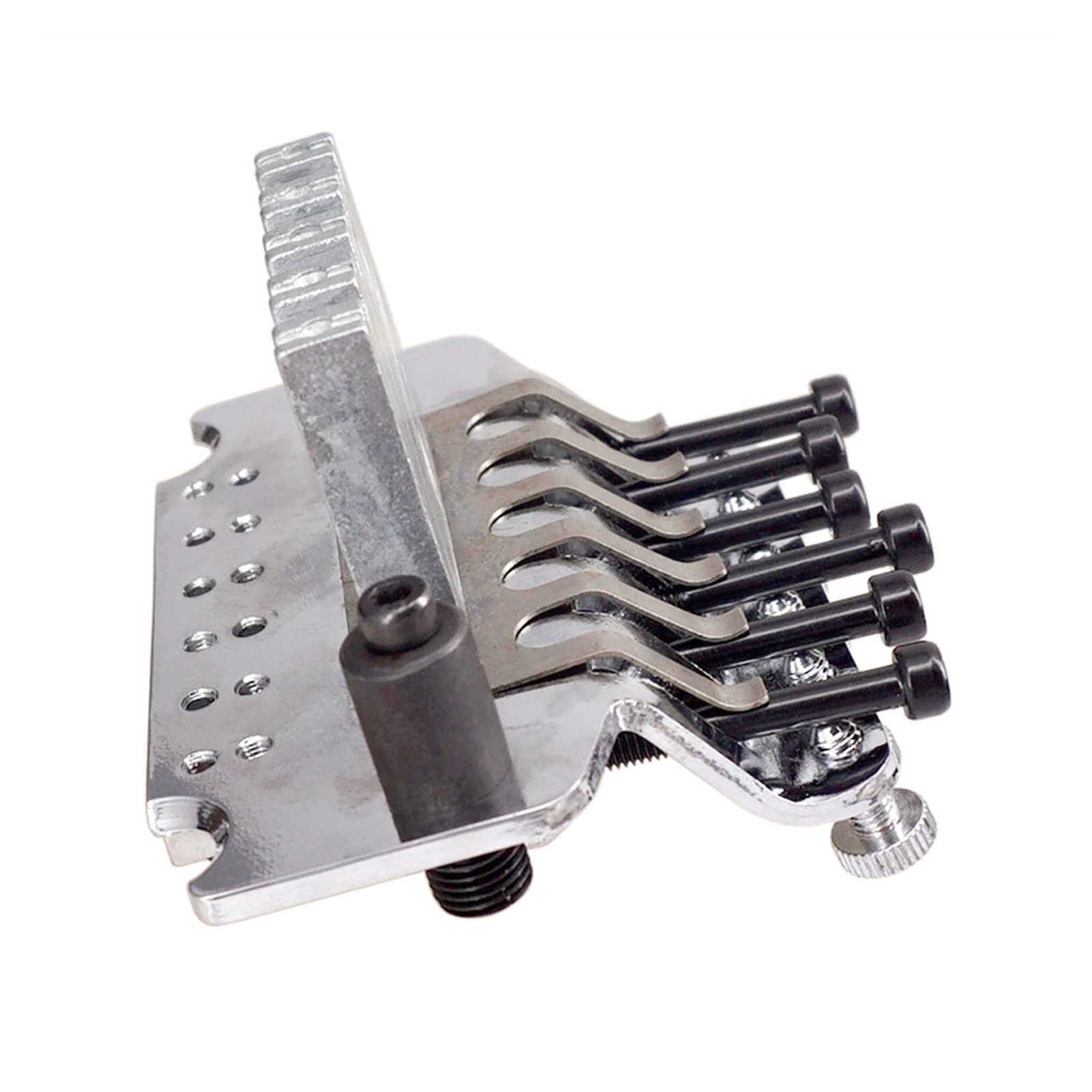 High-Quality 6-String Tremolo Bridge System with Double Roll Tailpiece - Silver Electric Guitar Replacement Bridge | Perfect for Rock, Blues & Metal Performances