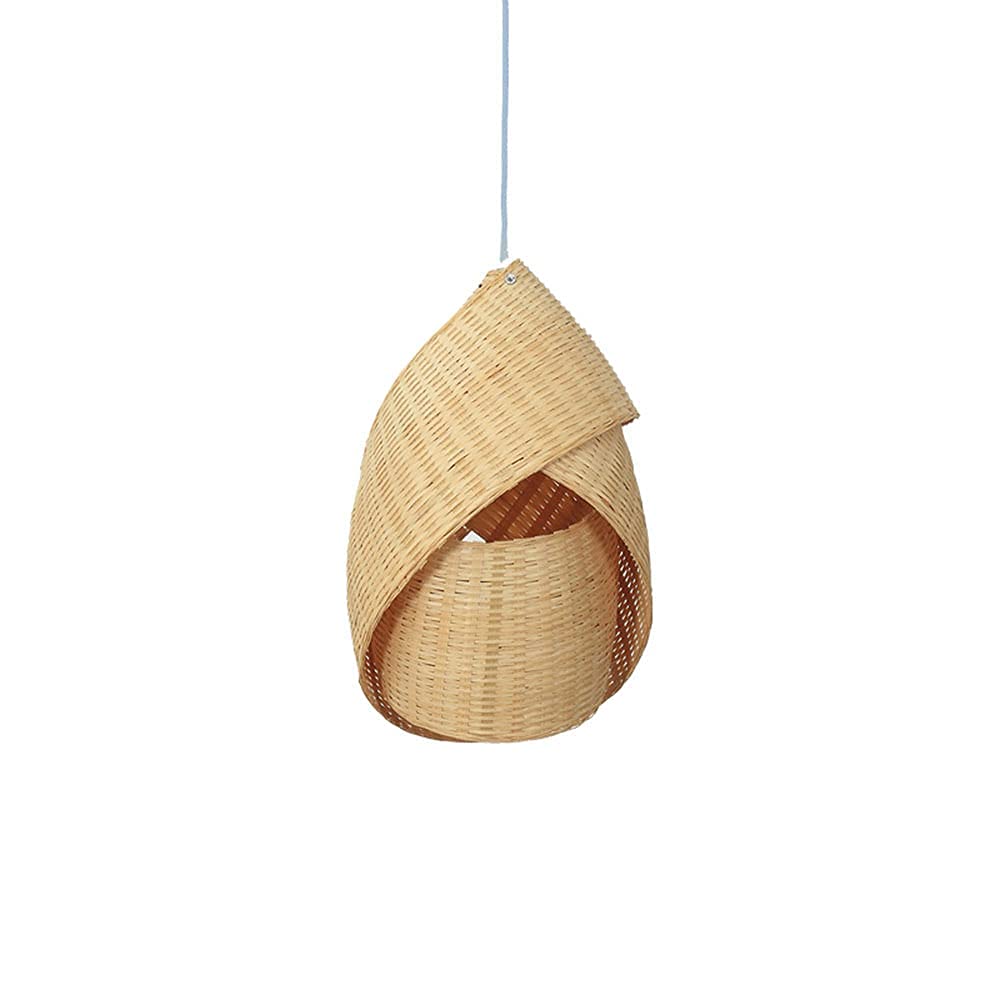 Japanese Bamboo Rattan Chandelier - Handwoven Wicker Pendant Light with E27 Socket for Kitchen Island, Bedroom, Dining Room & Living Room Ceiling Lighting | Natural Boho Decor for Farmhouse, Coastal & Modern Interiors