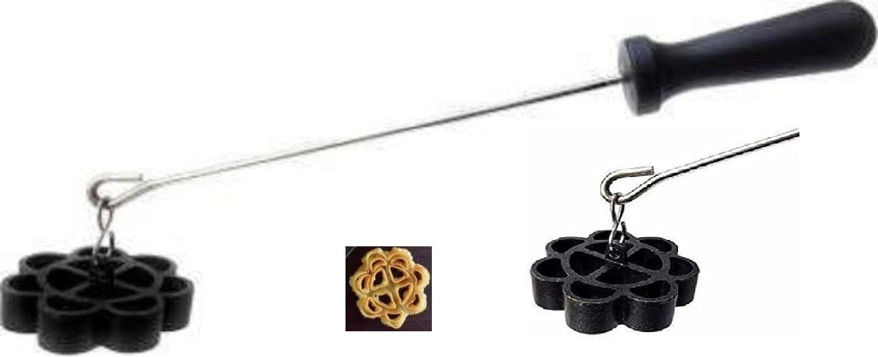 MTech 0.3kg Rose-Shaped Cookie Maker - Heat-Resistant Achappam Mould with Ergonomic Handle (Black) | Perfect for Baking Traditional Indian Cookies, Desserts & Party Snacks