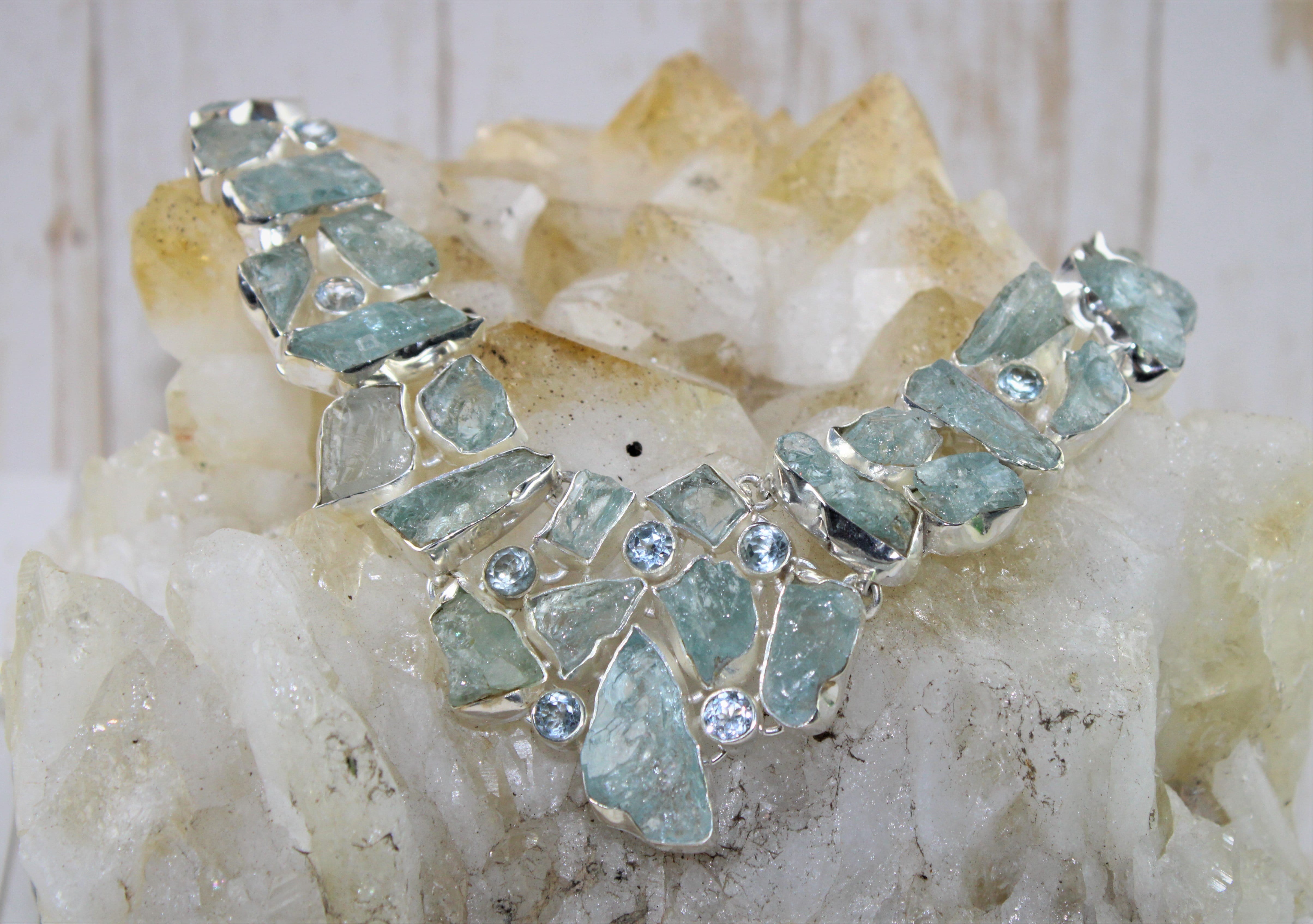 Stunning Aquamarine & Blue Topaz Necklace for Women | Elegant Birthstone Jewelry Gift for Mom, Wife, or Girlfriend | Perfect for Weddings, Anniversaries & Special Occasions