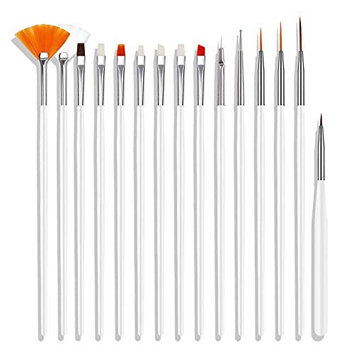 20 Pcs Professional Nail Art Brush Set - Dotting Tools, UV Polish Brushes, Acrylic Nail Design Kit for Manicure, Nail Painting & Drawing | Perfect for Salon, Home DIY Nail Art & Professional Nail Technicians