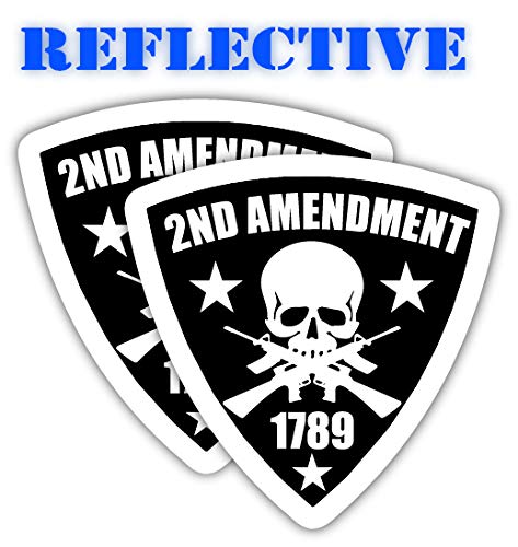 2nd Amendment Reflective Decal - Tactical Hard Hat Stickers for Helmets, Toolboxes & Lunchboxes | Patriotic USA Flag Design | Durable Vinyl Survival Gear Labels for Construction Workers, Military & Outdoor Enthusiasts