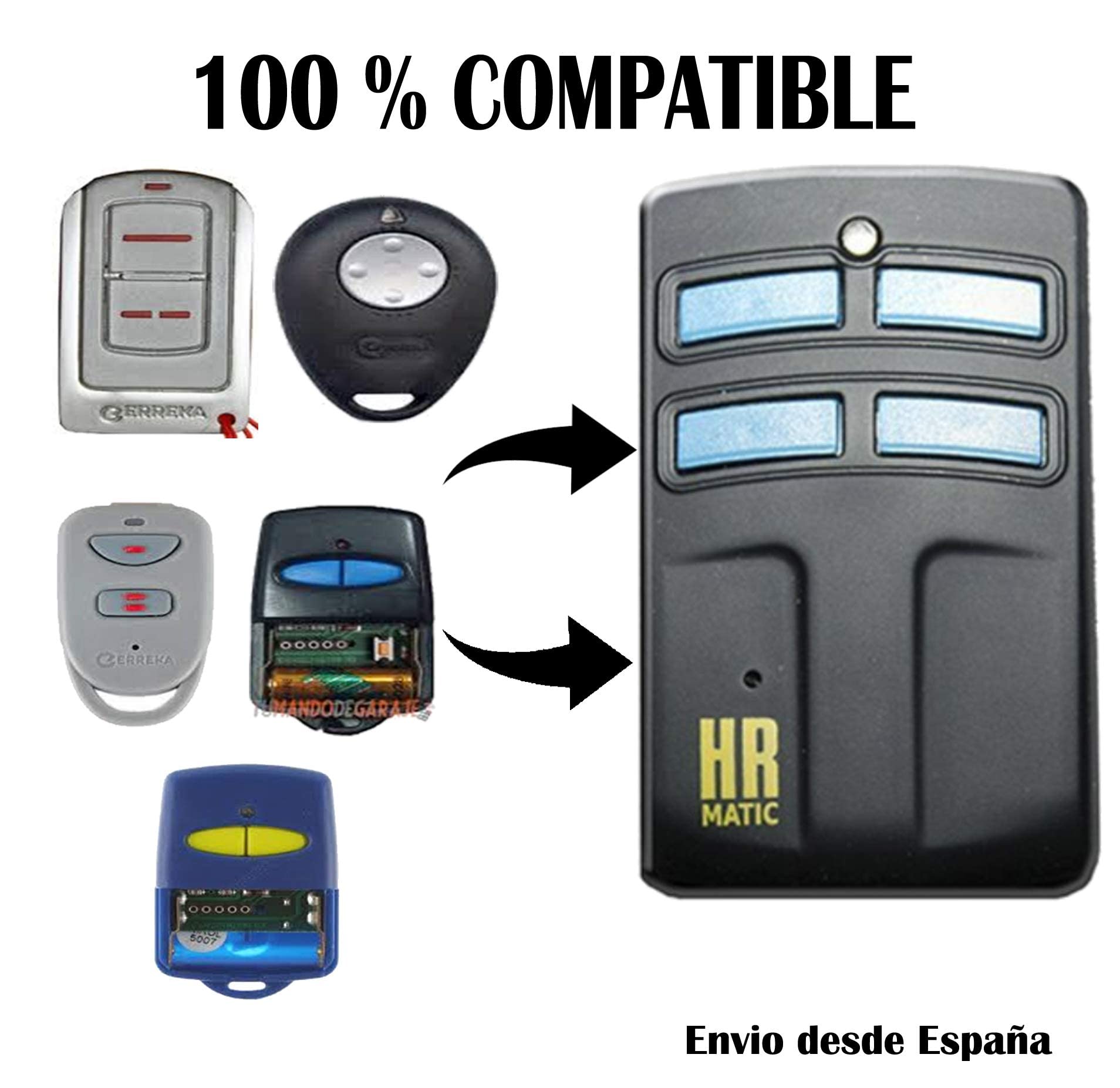 HR Matic 2 Rolling Code Garage Door Remote Duplicator - Compatible with Erreka, Sol, Lira, Iris & SMAT Roller Shutters | Easy Programming for Home & Business Security
