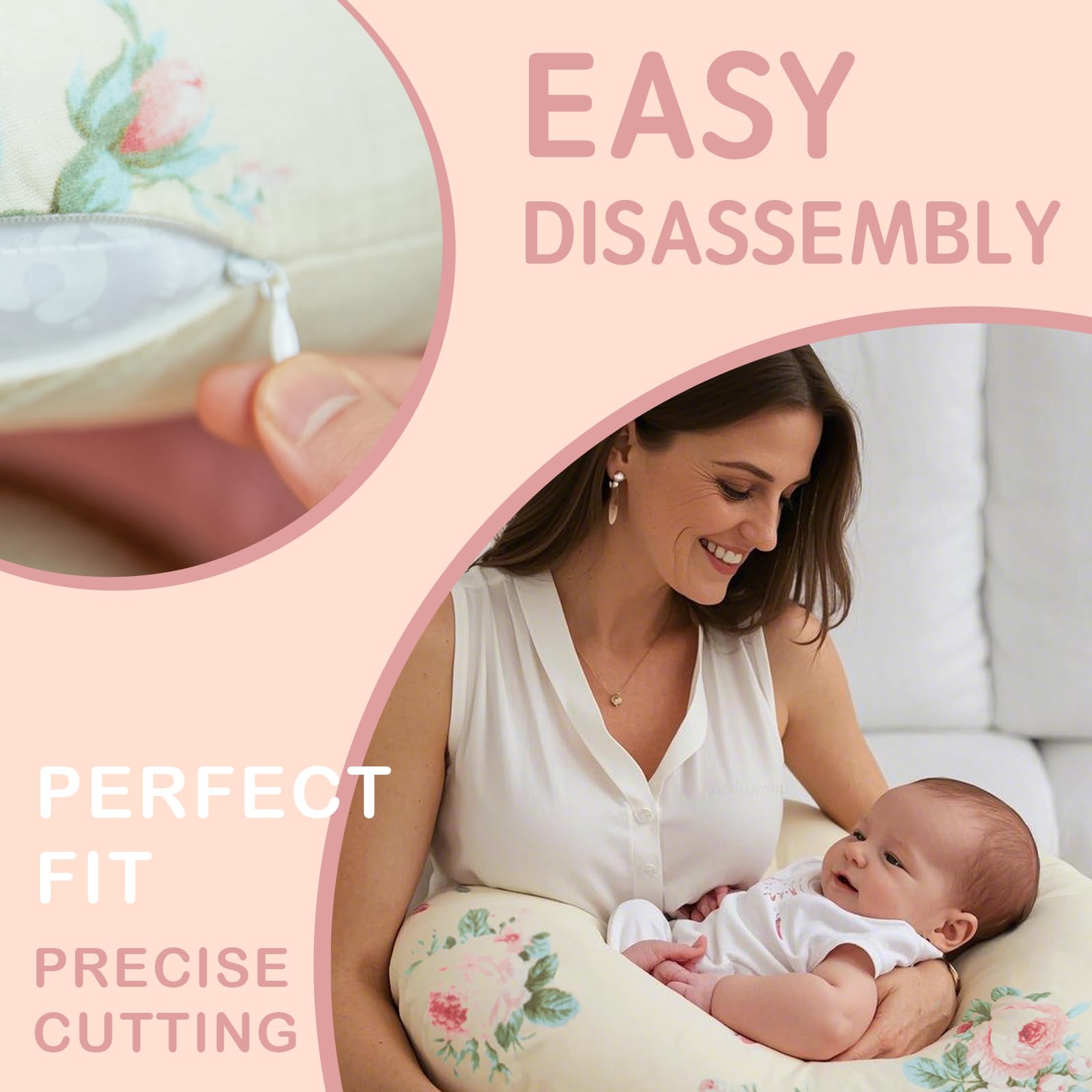 Breastfeeding Pillow Cover 2 Pack - 100% Cotton Muslin Nursing Pillow Slipcovers for Baby Boy & Girl - Soft Infant Feeding Pillow Protector for Newborns - Perfect for Nursing, Bottle Feeding & Comfort at Home or Travel