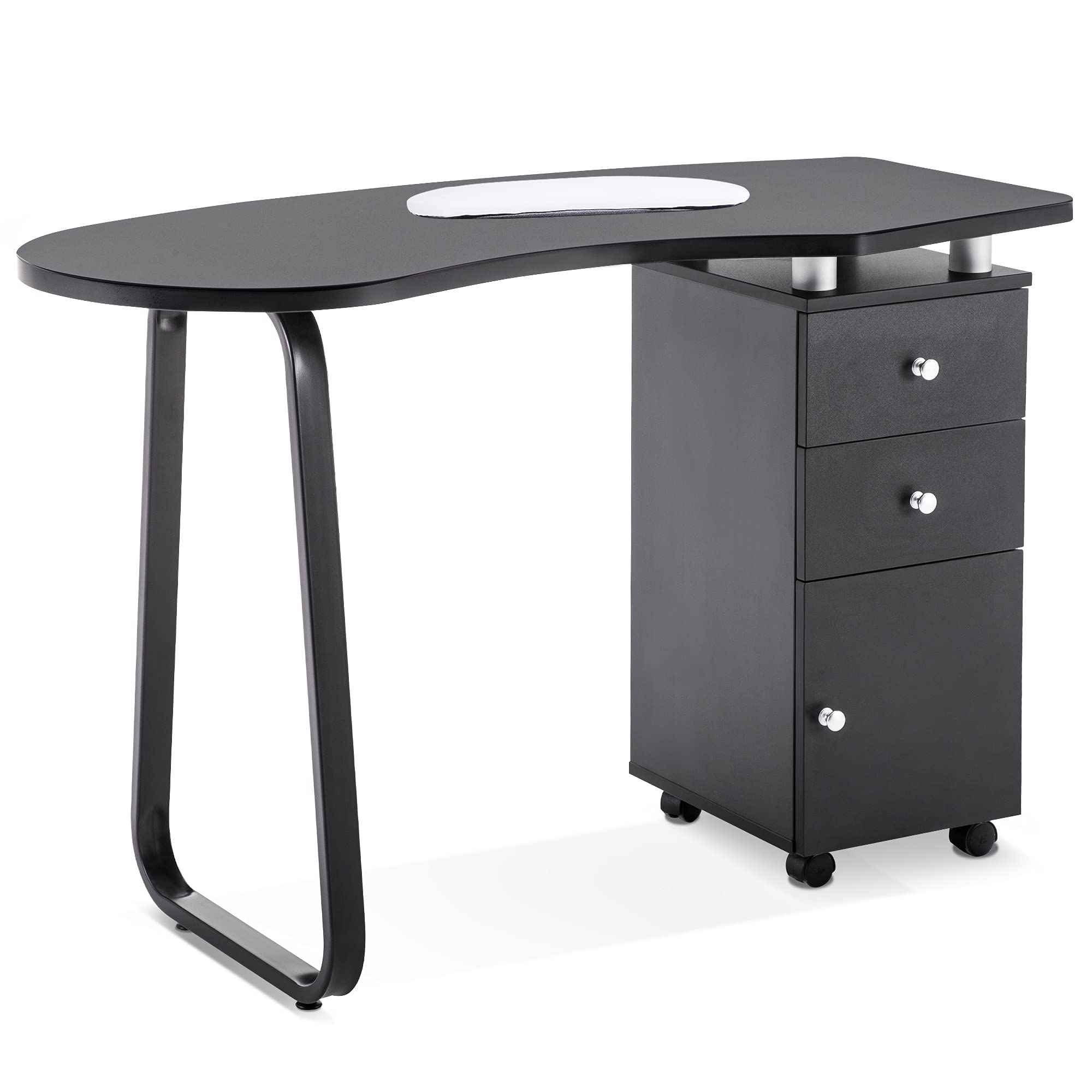 Professional BarberPub Manicure Nail Table - Salon Spa Station Beauty Desk with Storage (Black) | Perfect for Nail Technicians, Home Salons & Professional Beauty Studios