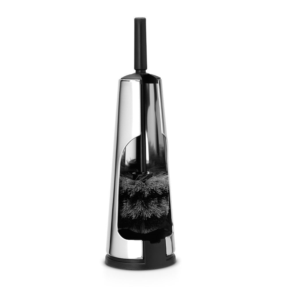 BRABANTIA Modern Toilet Brush with Open Holder - Stainless Steel & Durable Plastic - Bathroom Cleaning Essentials for Home & Office Use