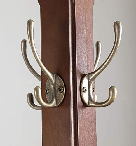 Proman Products Windsor Freestanding Wooden Coat Rack Stand with 12 Hanger Hooks - Walnut Finish for Clothes, Hats, Purses & Bags - Perfect for Entryway, Bedroom, Living Room, Office & Mudroom Organization