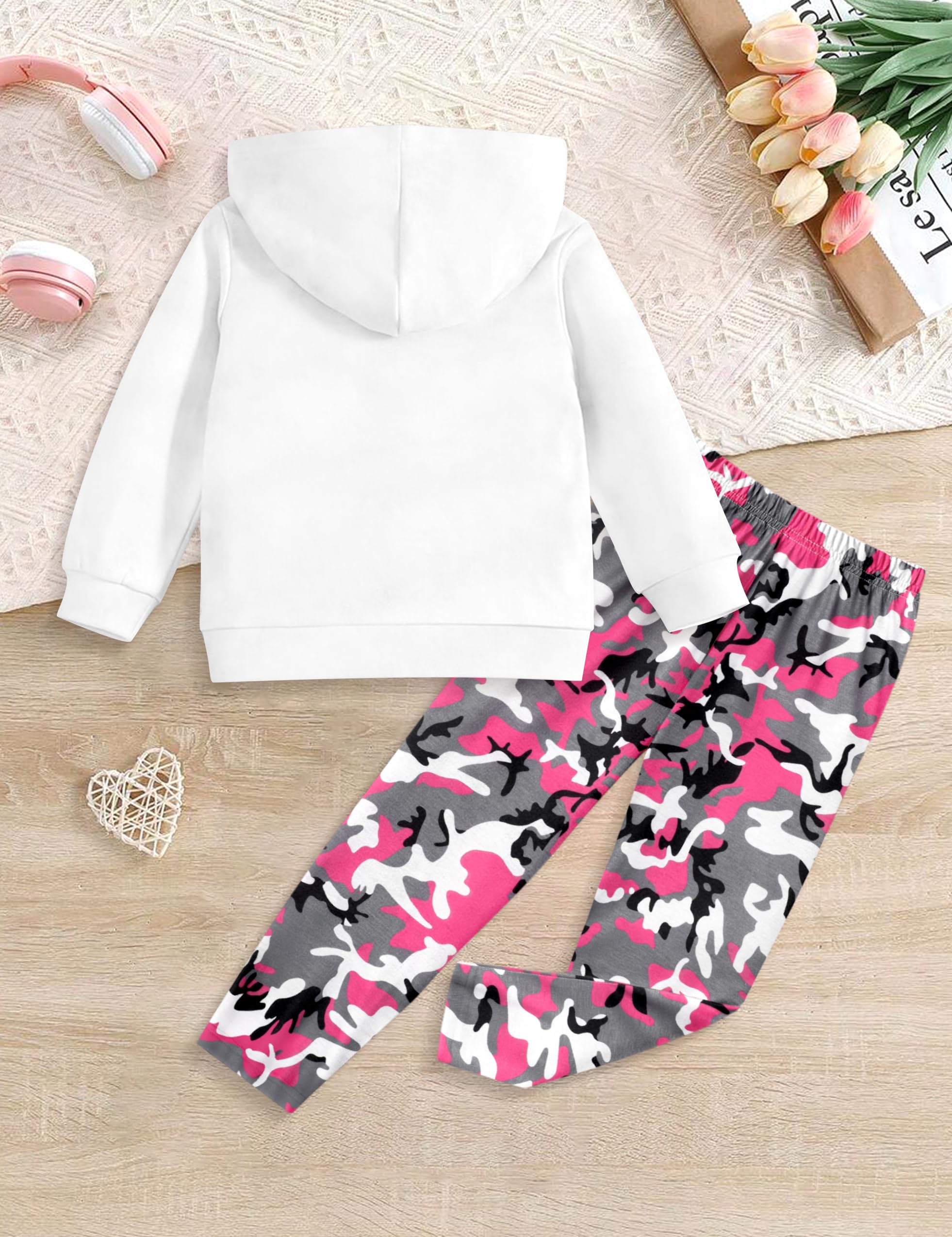 **Cute Printed Hoodie & Camo Leggings Set for Girls 3-7 Years - Toddler Sweatshirt & Sweatpants Outfit for Playdates, School & Casual Wear**