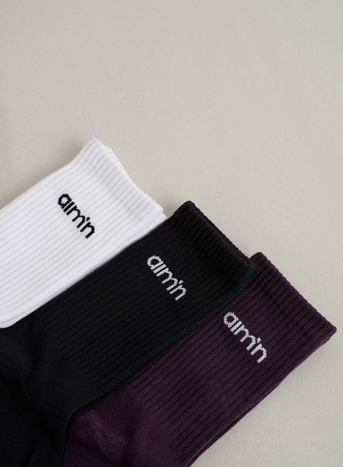 Midnight Plum Young Aim'n Logo Socks 3-Pack - Stylish Crew Socks for Women | Perfect for Casual Wear, Gym, and Everyday Comfort