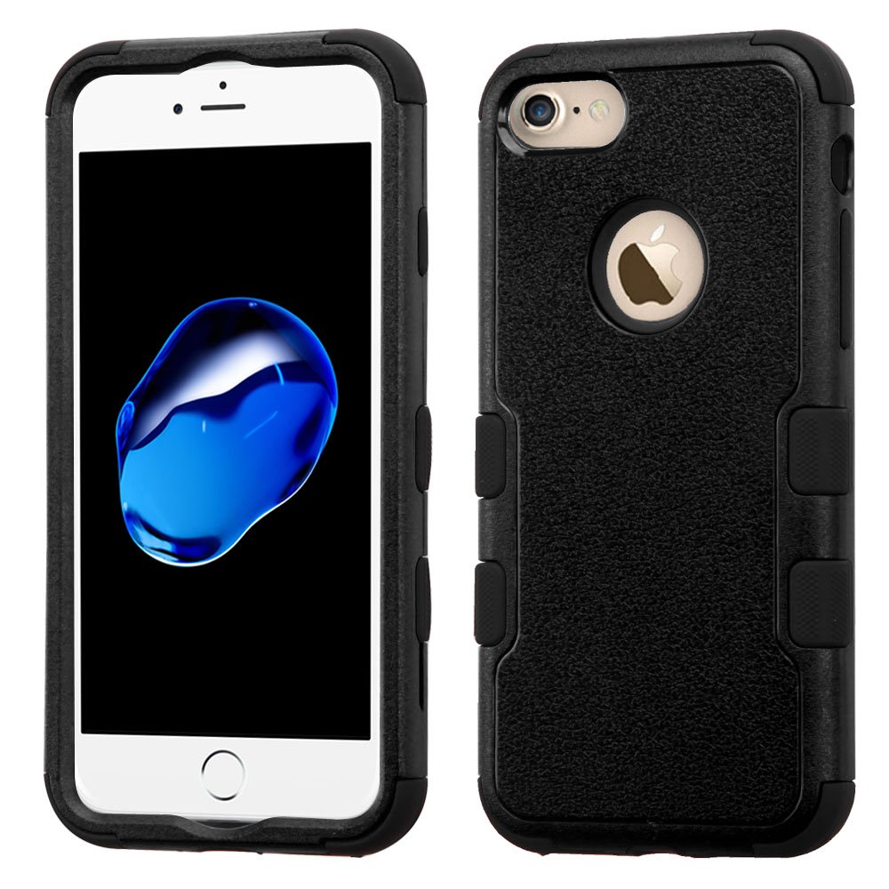 Premium Asmyna Shockproof Phone Case for Apple iPhone 7 - Slim Fit Natural Black/Black Cover | Perfect for Everyday Protection & Outdoor Activities