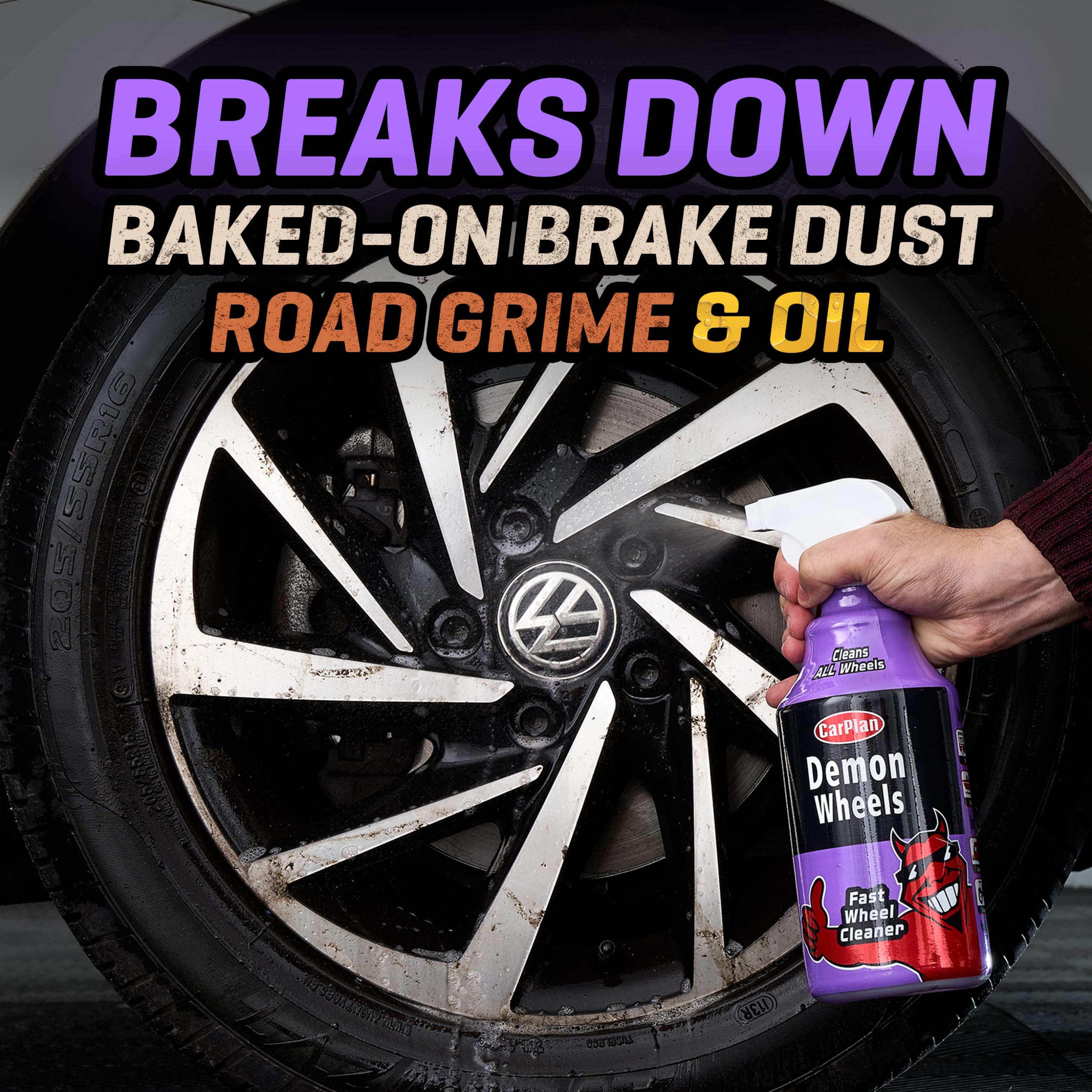 Demon Wheels 34 fl Oz (1L) Fast Wheel Cleaner - Heavy Duty Brake Dust Remover for Cars, Trucks & Motorcycles - Safe for Alloy, Chrome & Painted Wheels - Perfect for Auto Detailing & Car Wash