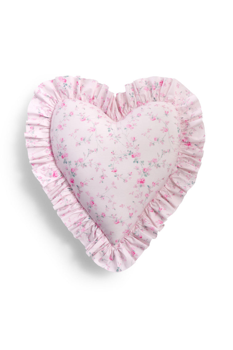 Heart Shaped Ruffle Throw Pillow - Soft Decorative Cushion for Bedroom, Living Room, Sofa & Nursery - Romantic Home Decor Gift Idea