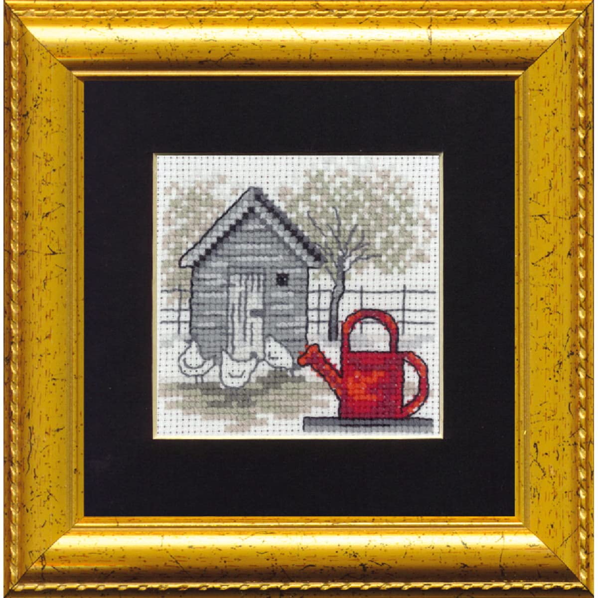 Premium Permin Watering Can Counted Cross-Stitch Kit - Floral Garden Embroidery DIY Craft for Home Decor & Gift Giving
