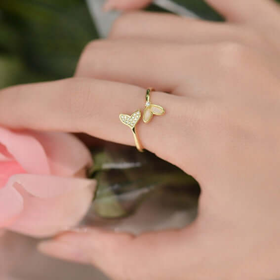 White Gold Whale Tail Split Ring DQ8495 - Elegant Jewelry for Women, Perfect for Gifts, Parties & Everyday Wear
