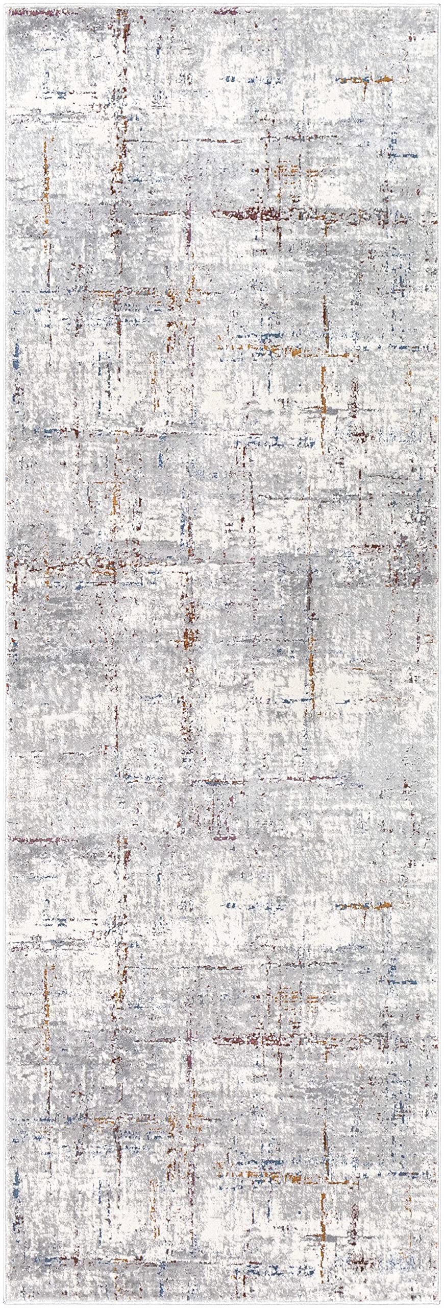 Hauteloom Concordia Modern Abstract Area Rug - Bohemian Distressed Neutral Carpet for Living Room, Bedroom, Dining Room - Gray, Beige, Orange, Red - 5'3