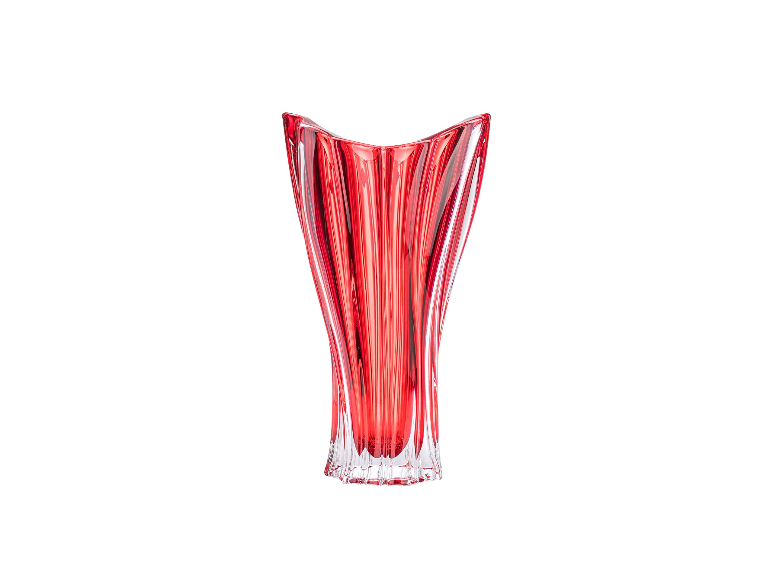 Bohemian Crystal AU52051 - 12.5 Inch Elegant Crystal Bud Vase with Plantica Red Sprayed Flower Design | Perfect for Home Decor, Wedding Centerpieces & Gift Giving