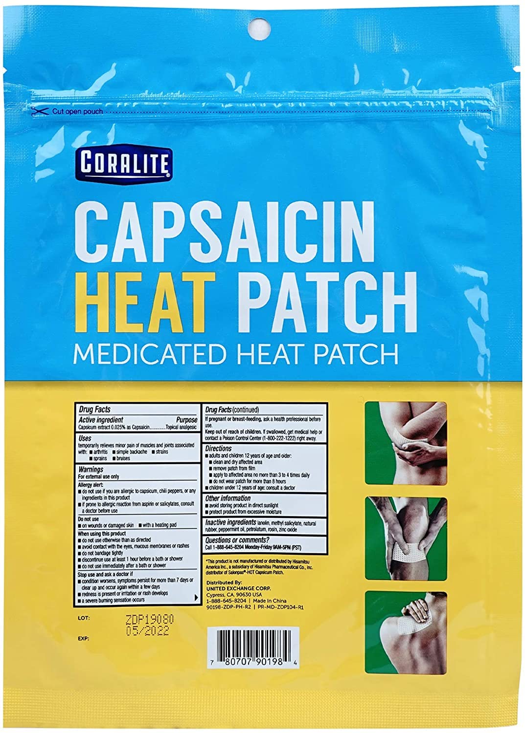 Coralite Capsaicin Pain Relief Patch - 24 Medicated Patches for Muscle & Joint Pain Relief - Fast-Acting Heat Therapy for Back, Shoulder & Knee Pain - Ideal for Athletes & Active Lifestyles