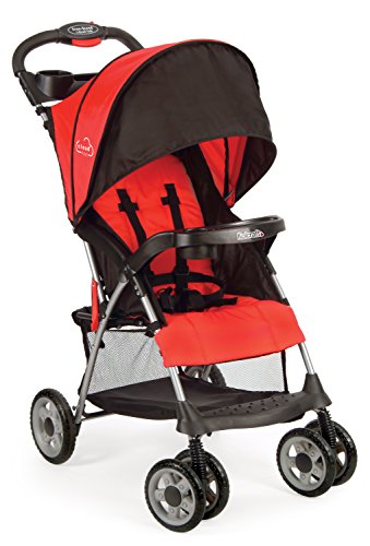 Kolcraft Cloud Plus Lightweight Stroller - Easy Fold Compact Travel Baby Stroller in Fire Red for Airplane, Shopping & City Walks