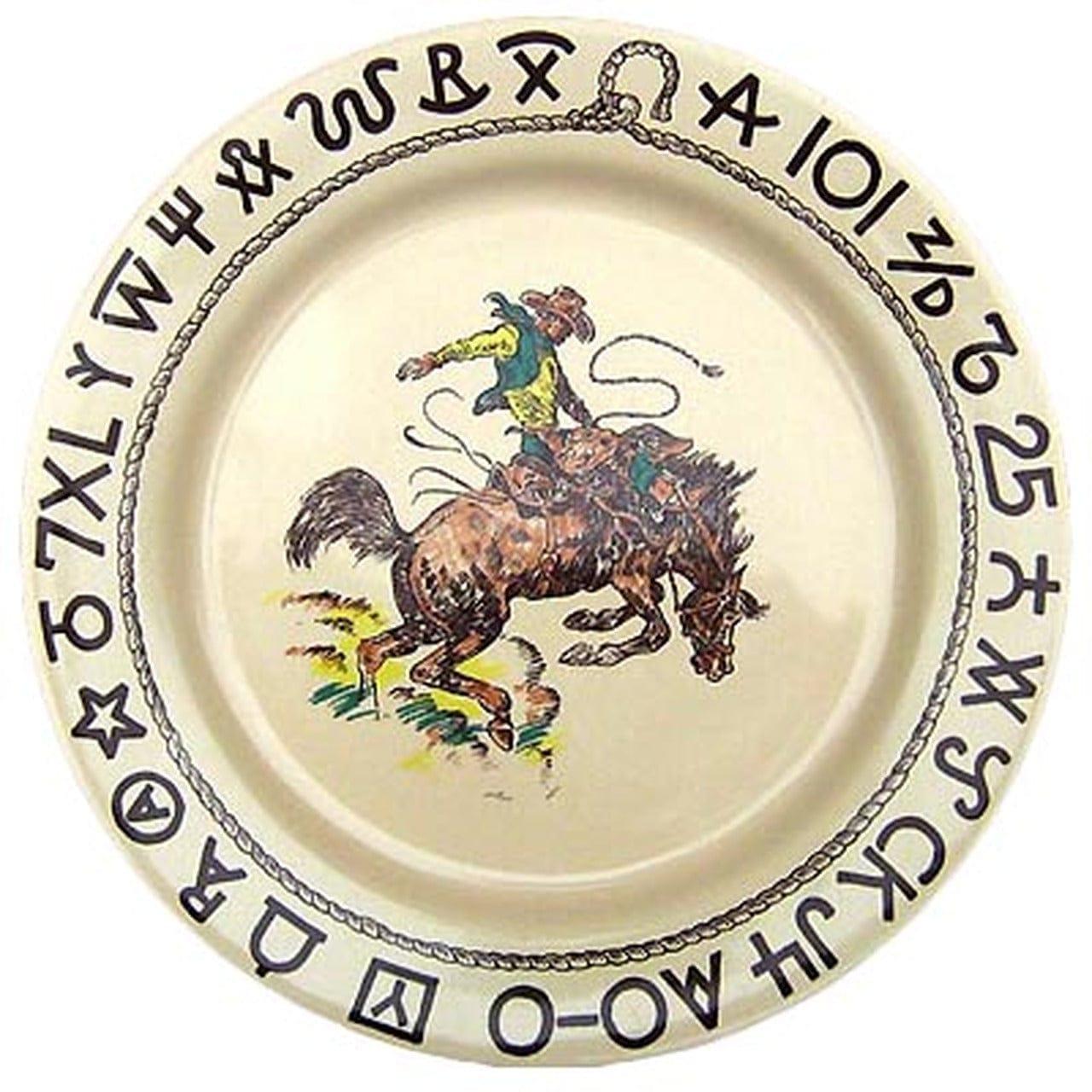 At The Ranch Cowboys & Brands Dinner Plates - Western Style Ceramic Plates for Cowboy Themed Dining, BBQ Parties & Rustic Home Decor