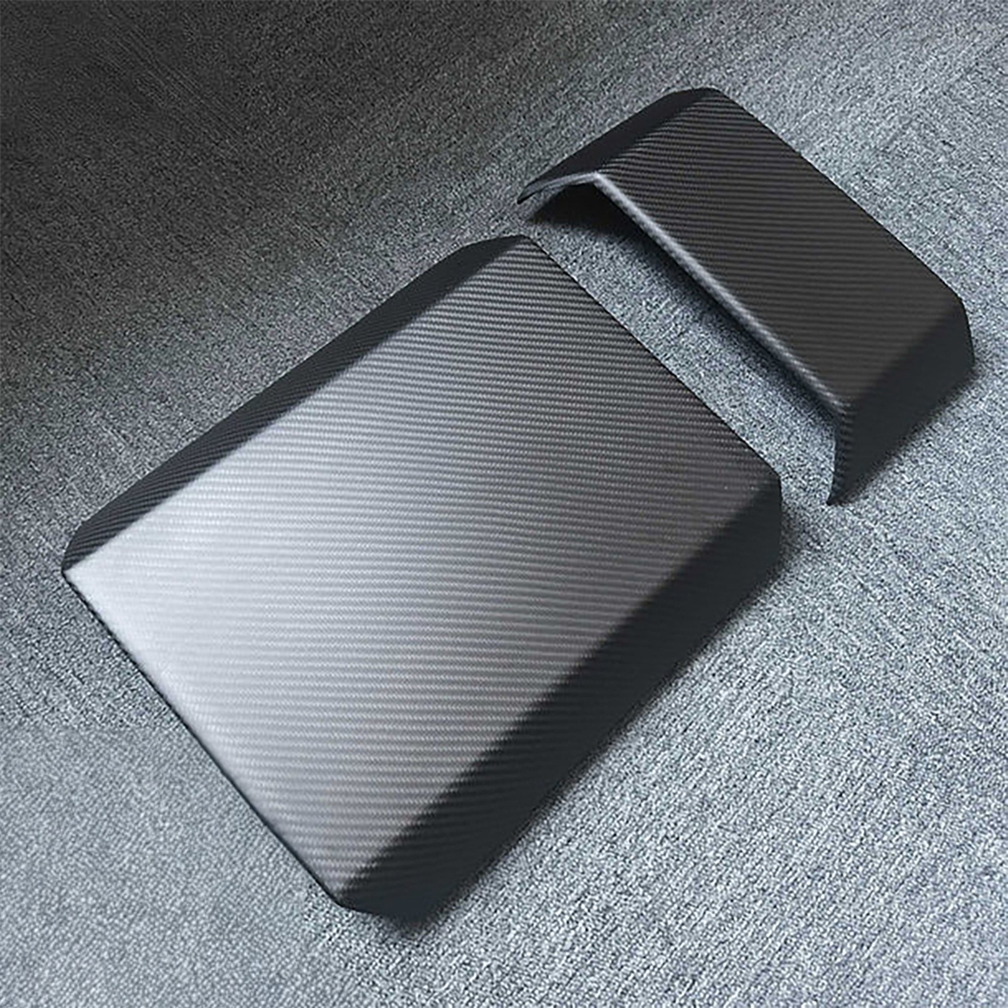 Premium Real Carbon Fiber Armrest Cover & Rear Screen Frame Protector for Tesla Cybertruck (2-Piece Set) - Enhance Interior Style & Protection for Your Electric Truck
