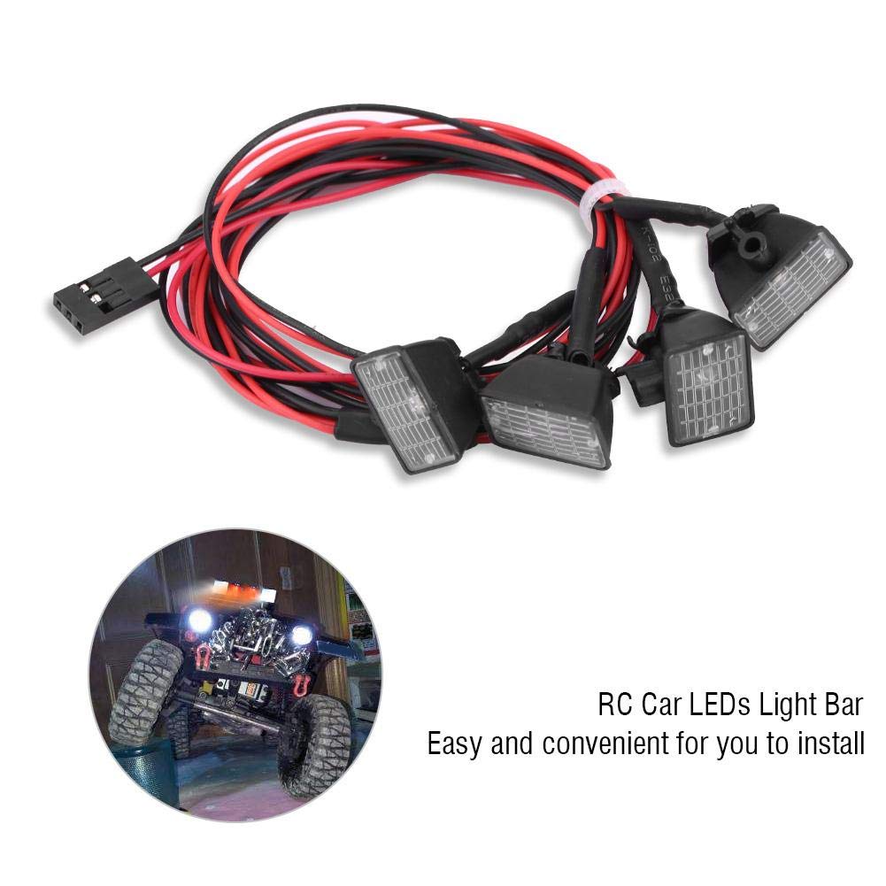 **2-in-1 RC Car LED Light Kit - Red & White Roof Lights for Axial SCX10, TRAXXAS TRX-4 Crawler - Off-Road Night Driving & Trail Adventure Accessories**