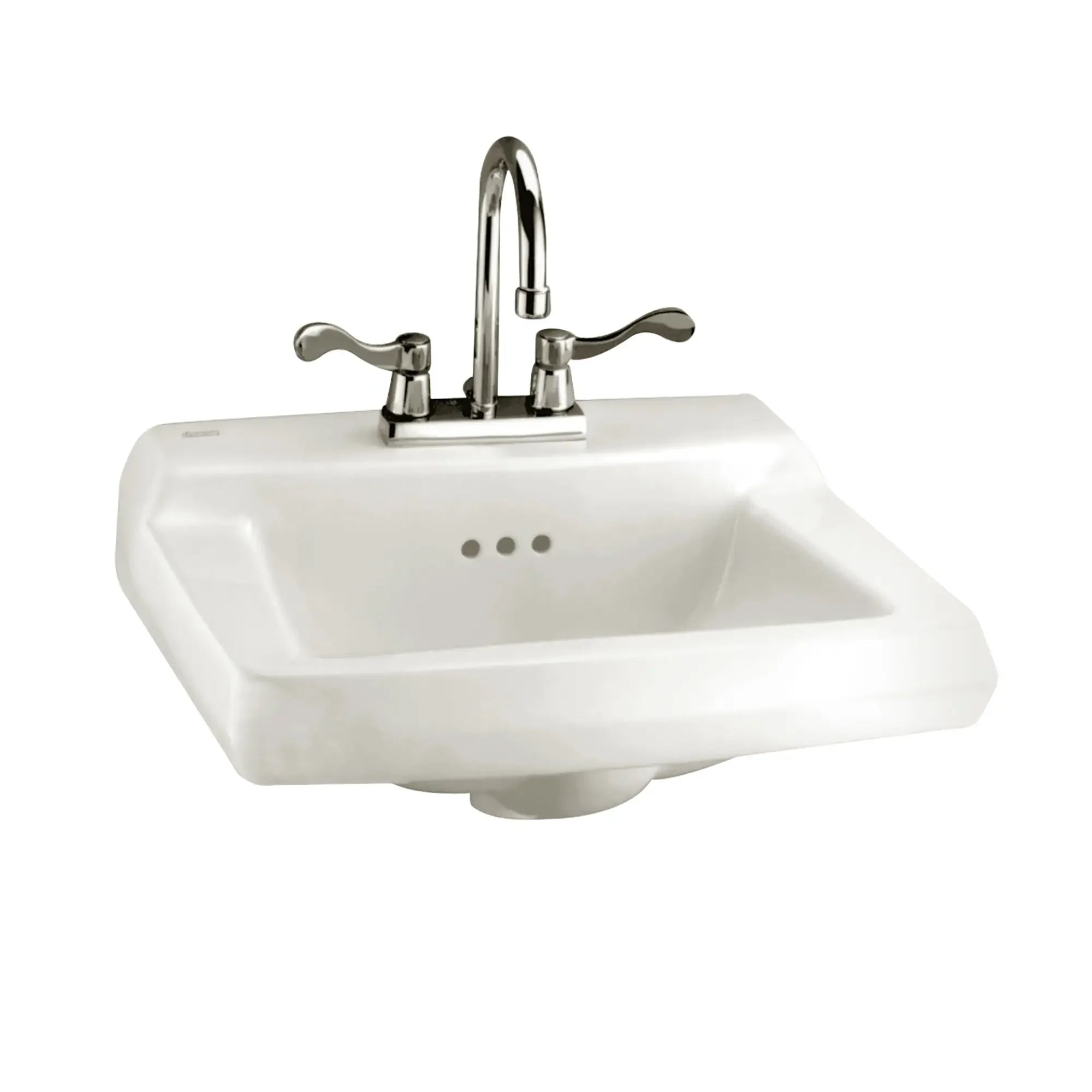 Comrade® Wall Mounted Bathroom Sink with 4-Inch Centerset Faucet Holes - Concealed Arm Design for Modern Vanities & Powder Rooms