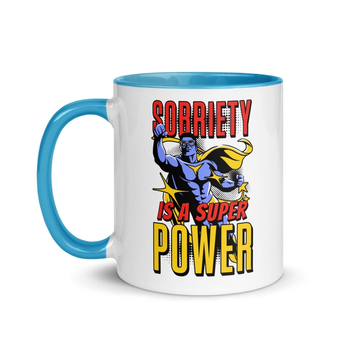 Empowering Sobriety Superpower Comic Mug with Vibrant Colors - Perfect for Coffee, Tea & Motivational Gifts for Recovery & Daily Inspiration