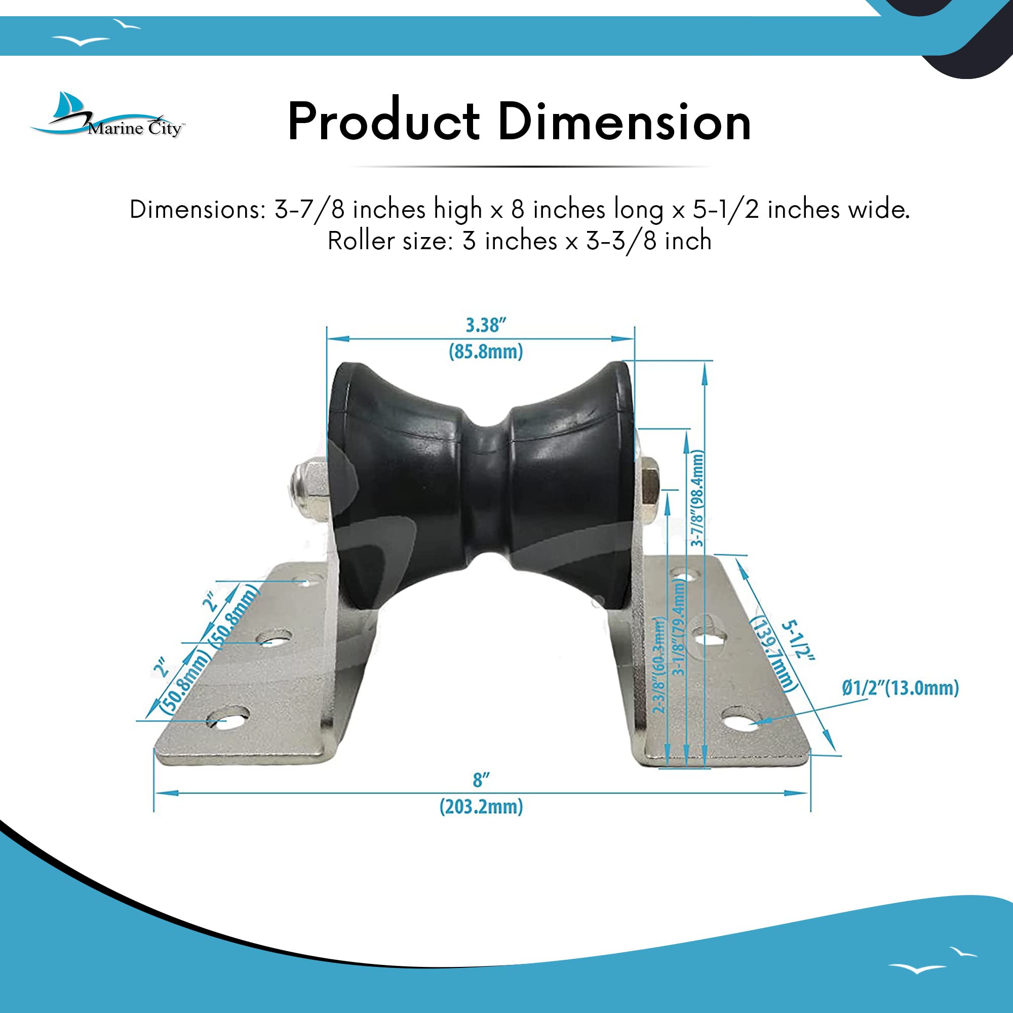 8 Inch Black Eco-Friendly Bow Roller for Boats & Yachts - Marine Grade Anchor Roller Replacement with Large Platform - Durable Bow Roller for Kayaks, Sailboats & Fishing Vessels (Pack of 1) - Perfect for Smooth Anchoring in Rough Waters & Coastal Cruising