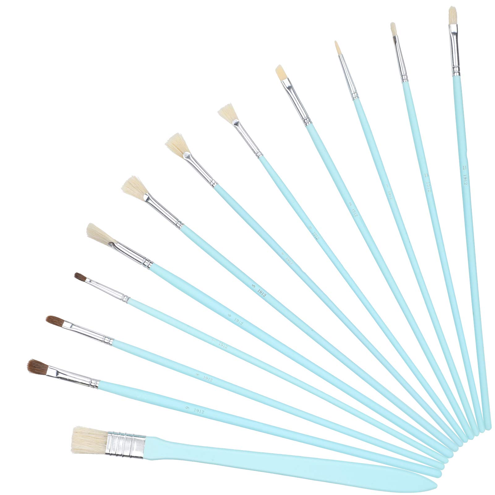 SMICH Professional Acrylic Paint Brush Set - 12-Piece Artist Brushes for Oil, Watercolor, Gouache & Acrylic Painting - Perfect for Canvas, Wood & Fabric Art Projects