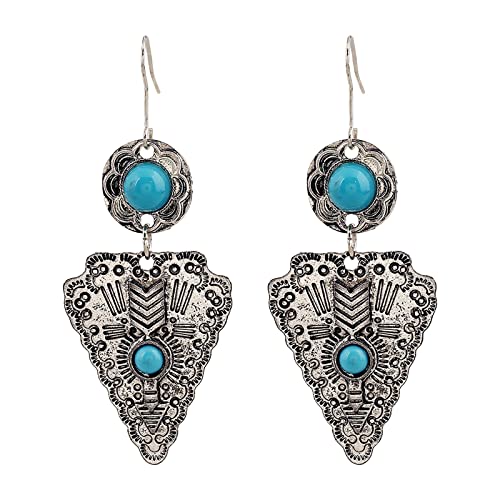 Fashion Vintage Geometric Bohemian Ethnic Alloy Earrings for Women - Western Style Dangle Earrings - Perfect for Parties, Weddings & Boho Outfits (One Size)