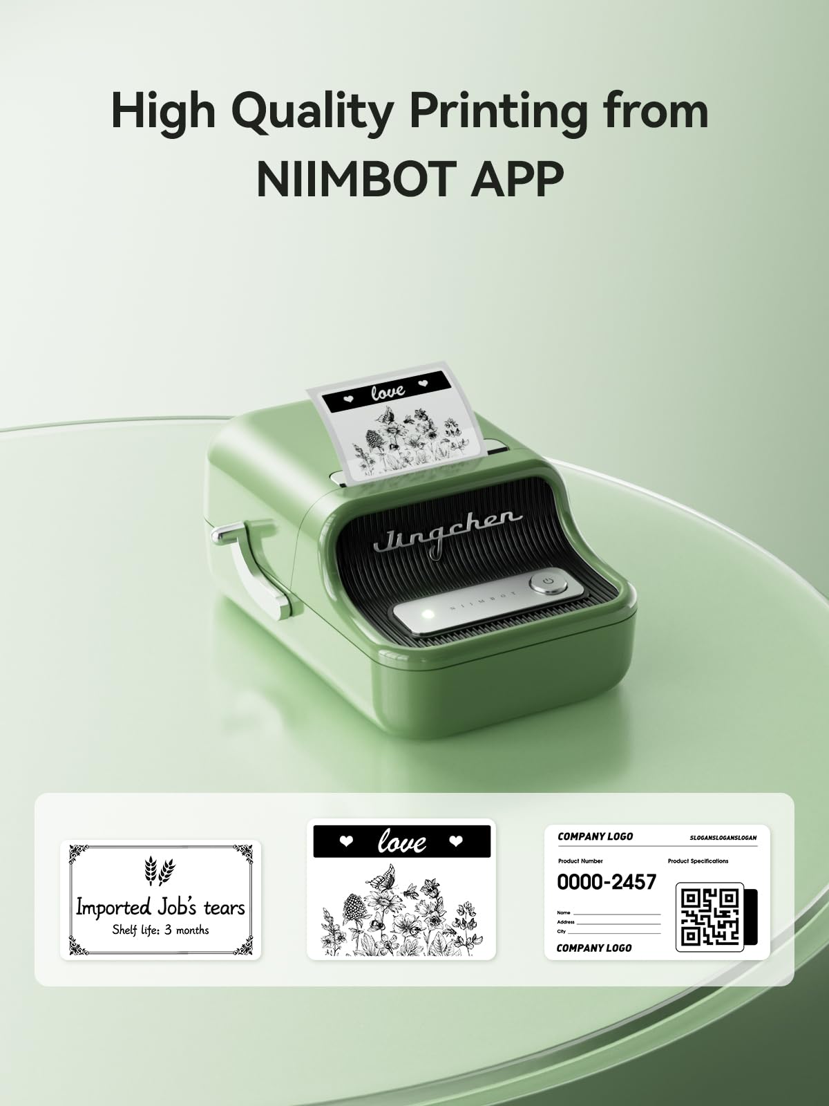 NIIMBOT B21 Bluetooth Label Maker Machine with Tape - 2 Inch Portable Thermal Sticker Printer for Home, Office & Business Organization | Phone & PC Labeling Solution | Perfect for Inventory, Storage & Gift Wrapping (Green)