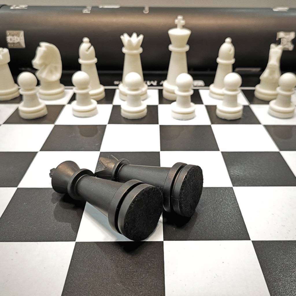 Premium Travel Chess Set with Luxury Leather Board & Shoulder Strap - Portable Black & White Chess Pieces in Carry Tube - Perfect for Outdoor Picnics, Camping Trips & Commuter Entertainment
