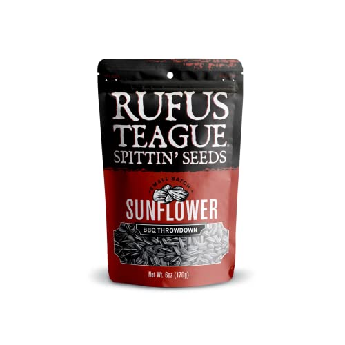Rufus Teague BBQ Throwdown Small Batch Sunflower Spittin' Seeds - 6 oz Bag - Premium Roasted Sunflower Seeds for Snacking, Baseball Games, Road Trips & Outdoor Adventures