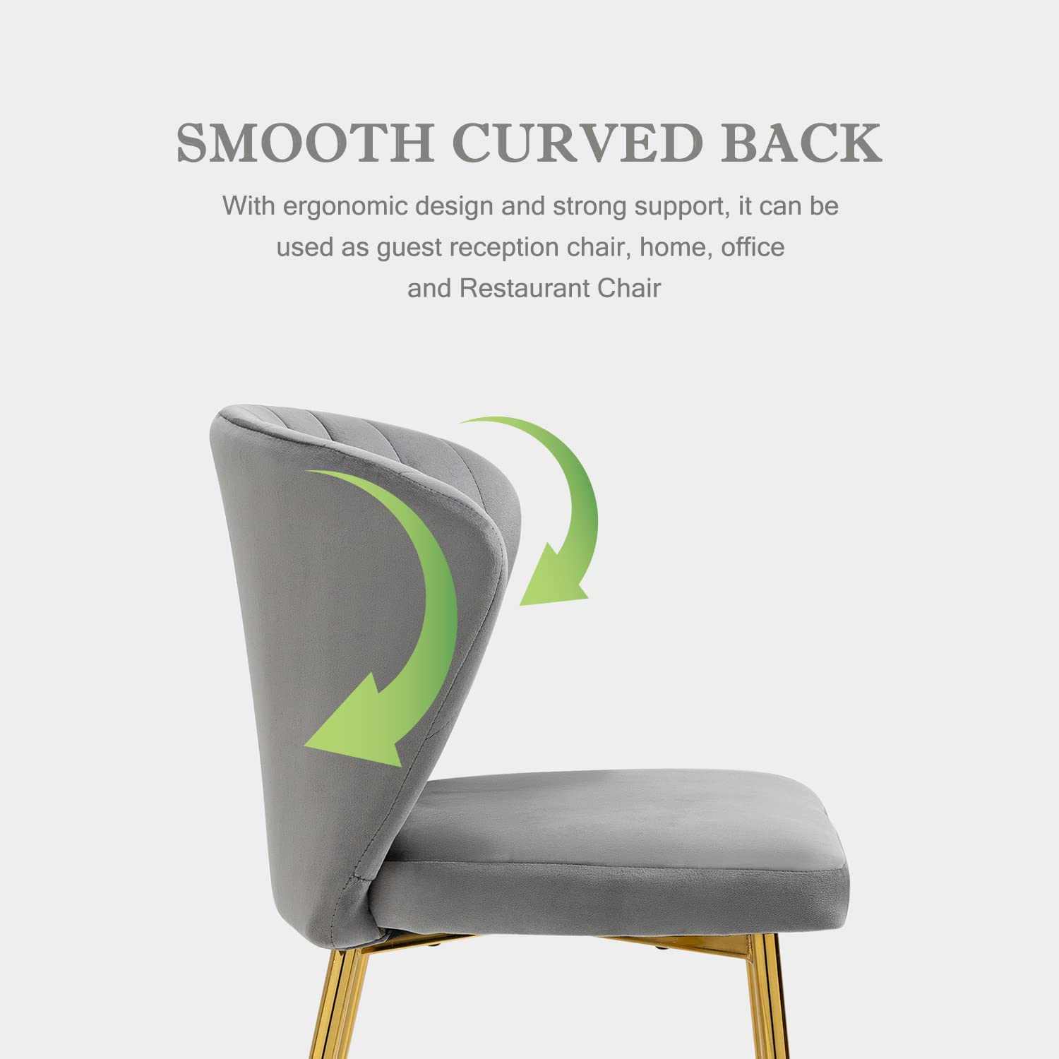 Luxury Nrizc Velvet Upholstered Dining Chairs Set of 4 - Mid Century Modern Design with Golden Metal Legs for Dining Room, Kitchen & Living Room - Soft Grey Fabric - Perfect for Family Dinners, Entertaining Guests & Home Decor