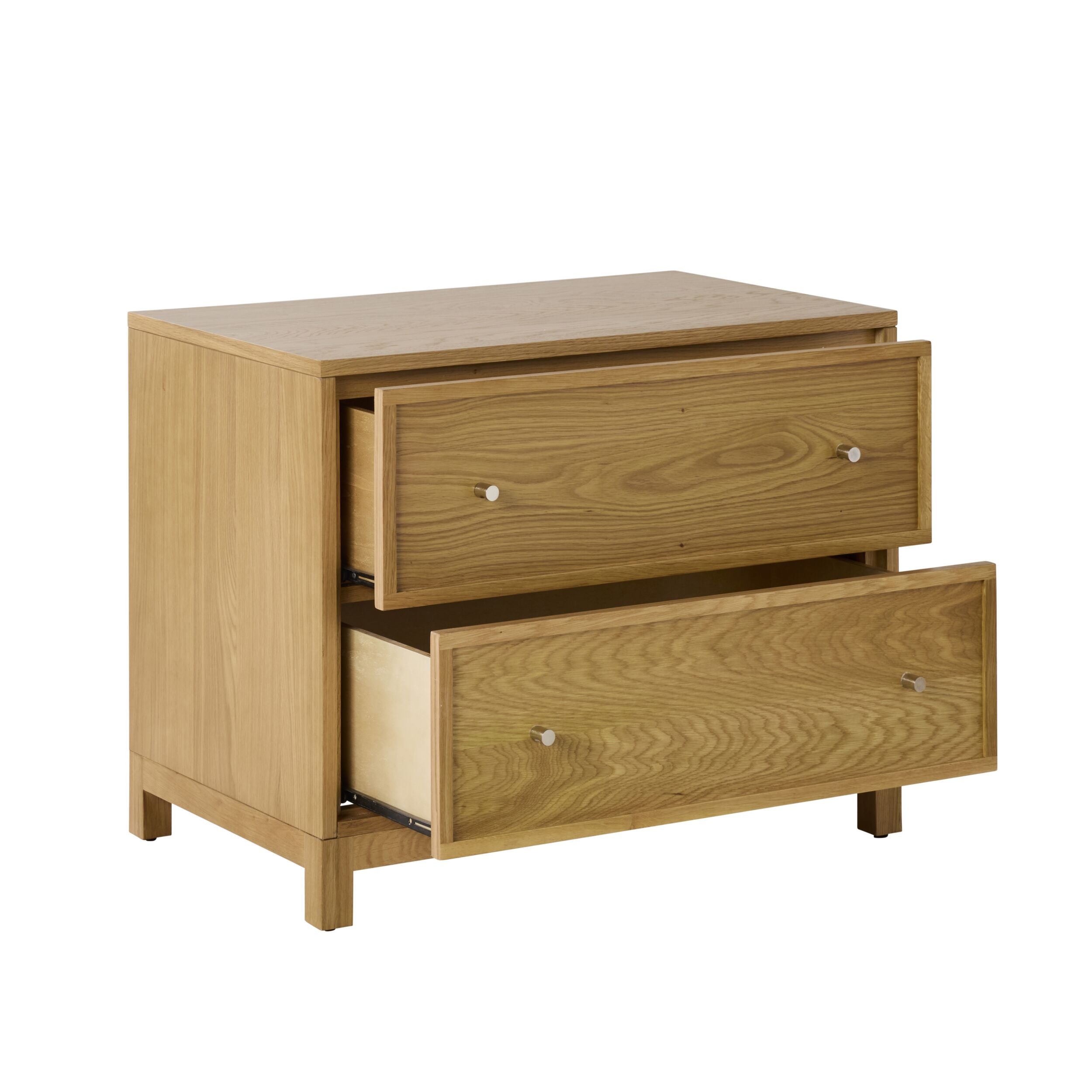 Avalon Large 2 Drawer Nightstand in Light Oak - Modern Bedside Table for Bedroom Storage & Organization