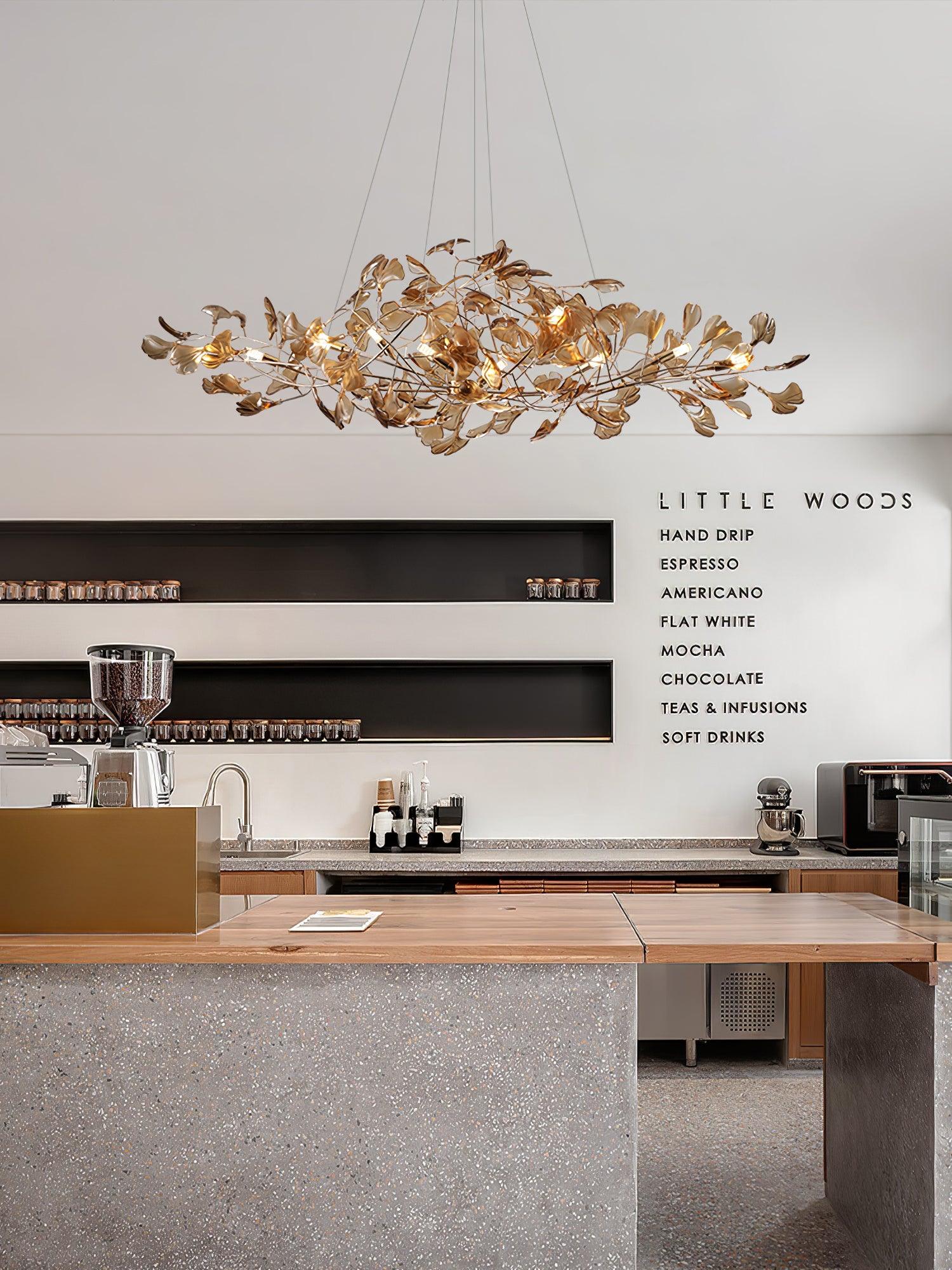Modern Acrylic Ginkgo Leaf Chandelier - Elegant Gold Finish Ceiling Light Fixture for Dining Room, Living Room & Bedroom Decor